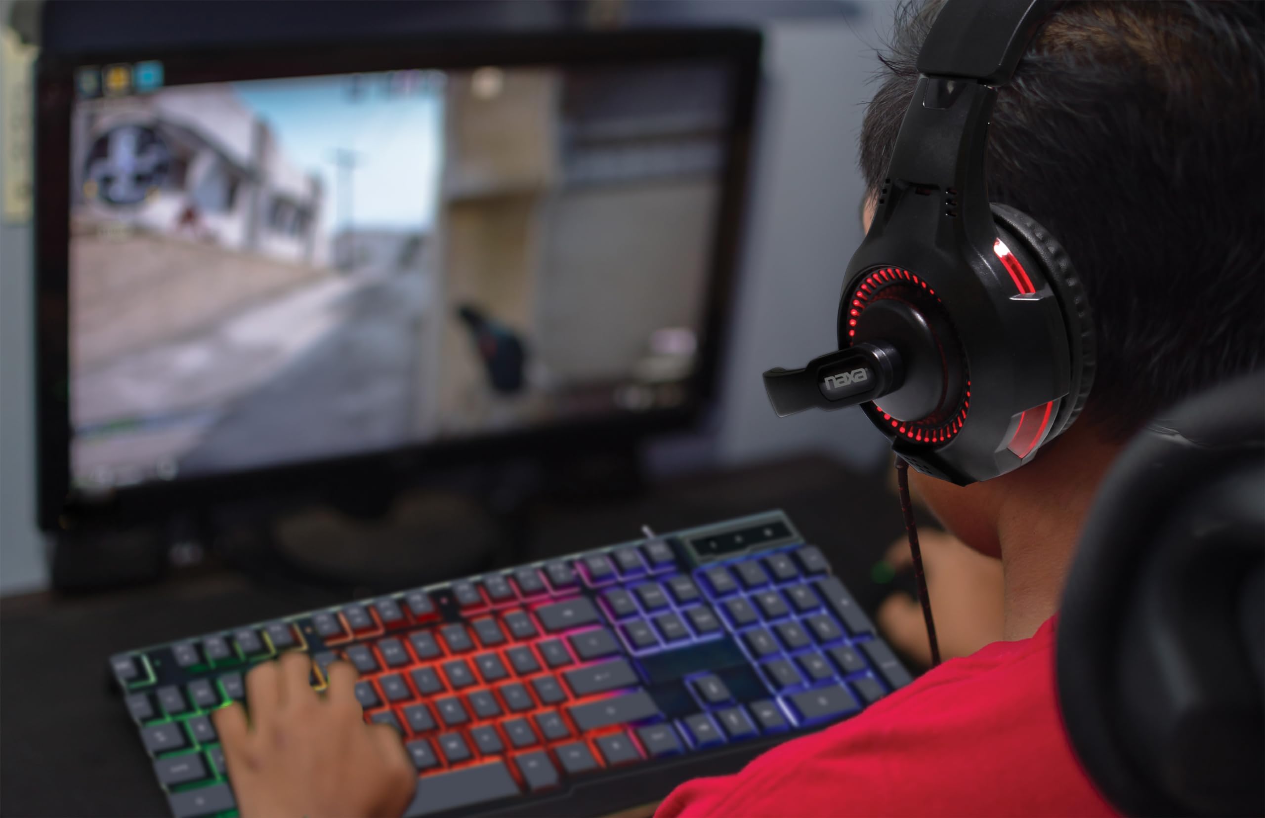 Naxa Electronics NG-1002 Professional Gaming Headset with Noise Cancellation - Wired Over-Ear Headphones for PC, PS4, Xbox, Streaming & Esports (Perfect for Competitive Gaming & Long Sessions)