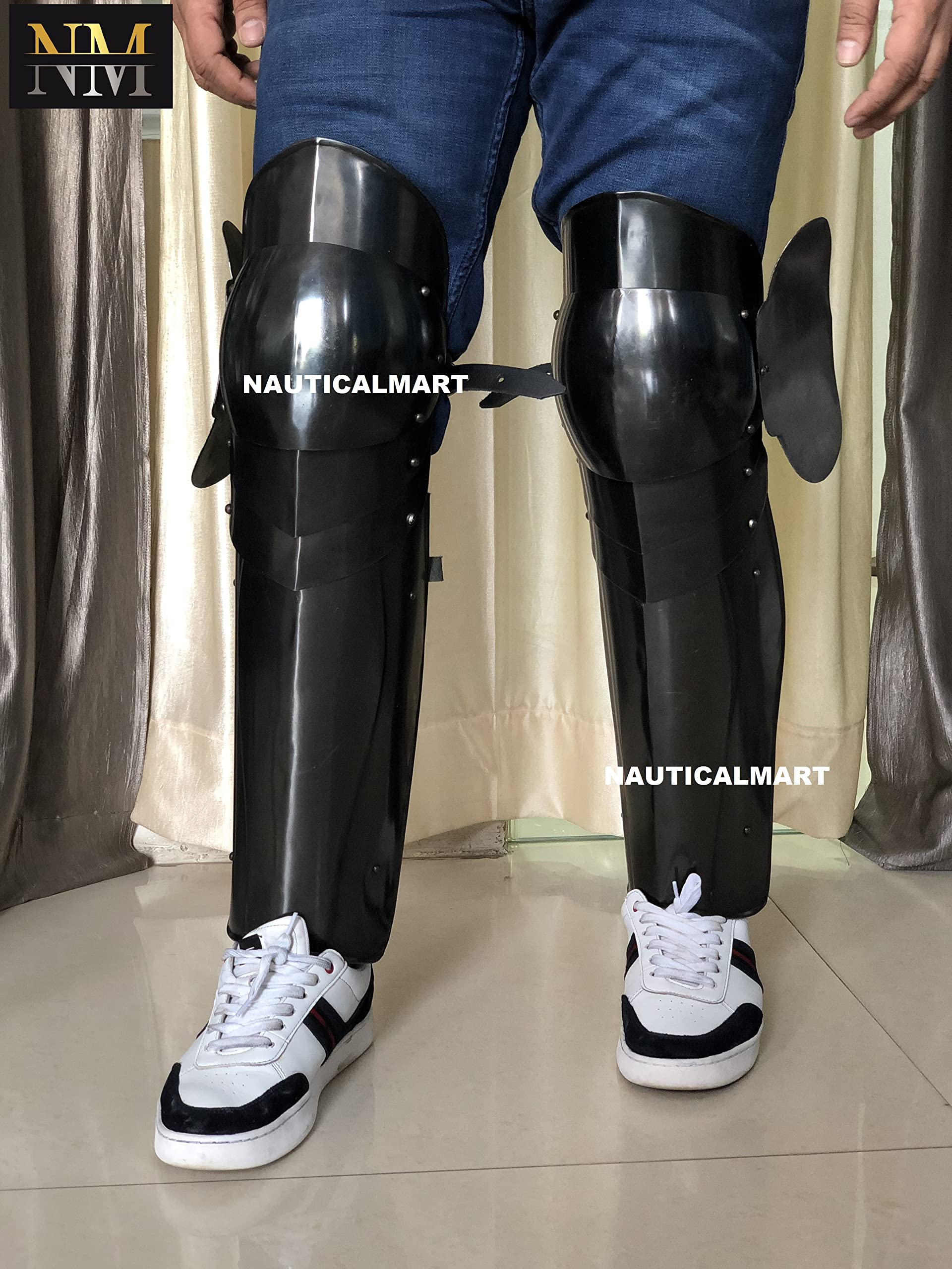 Medieval LARP Armor Articulated Greaves - Authentic Leg Guards for Cosplay, Renaissance Fairs & Historical Reenactments