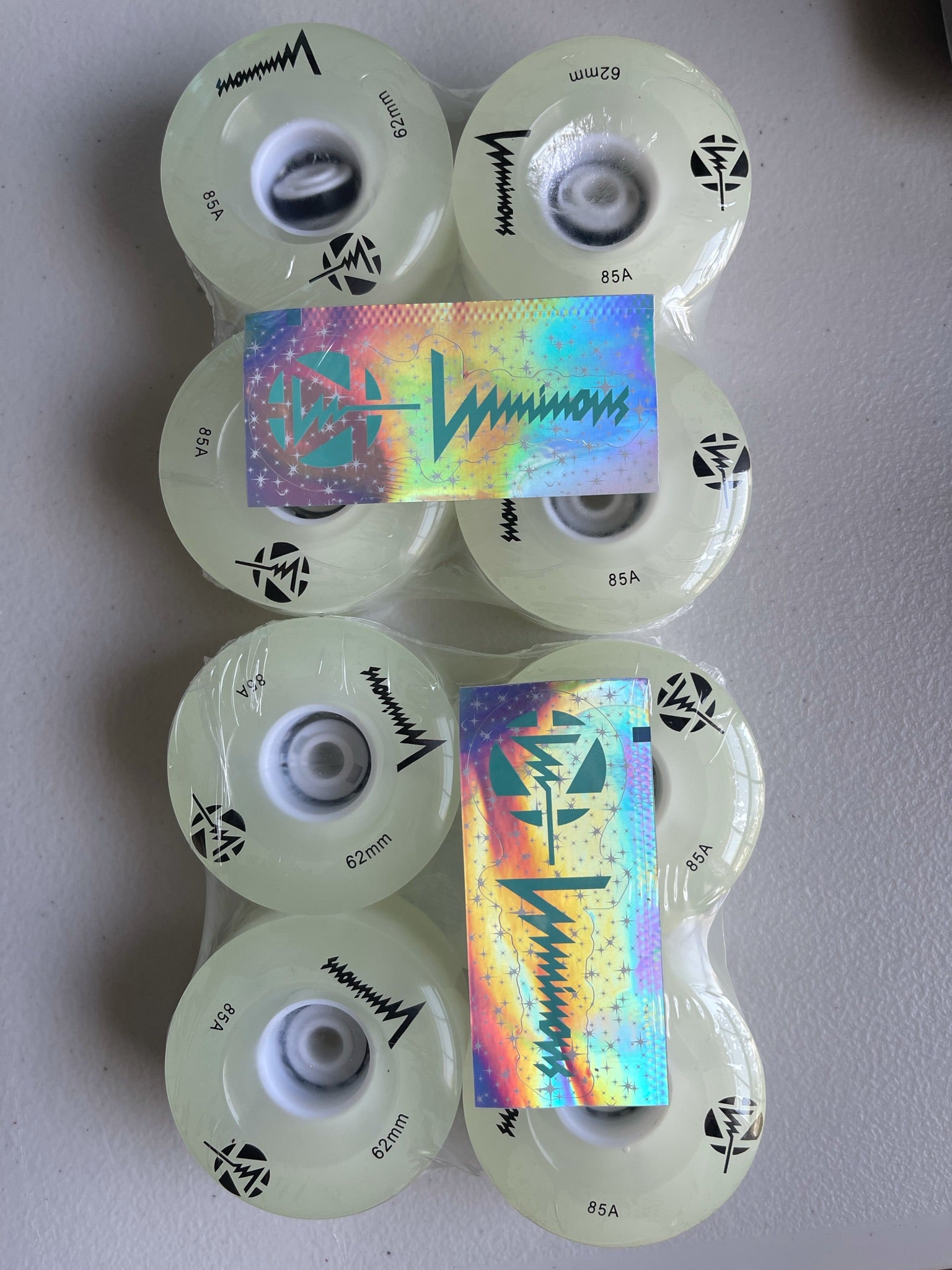 Luminous LED Hybrid Skateboard Wheels 85a - 4 Pack for Indoor & Outdoor Skating, Night Riding, and Longboard Cruising