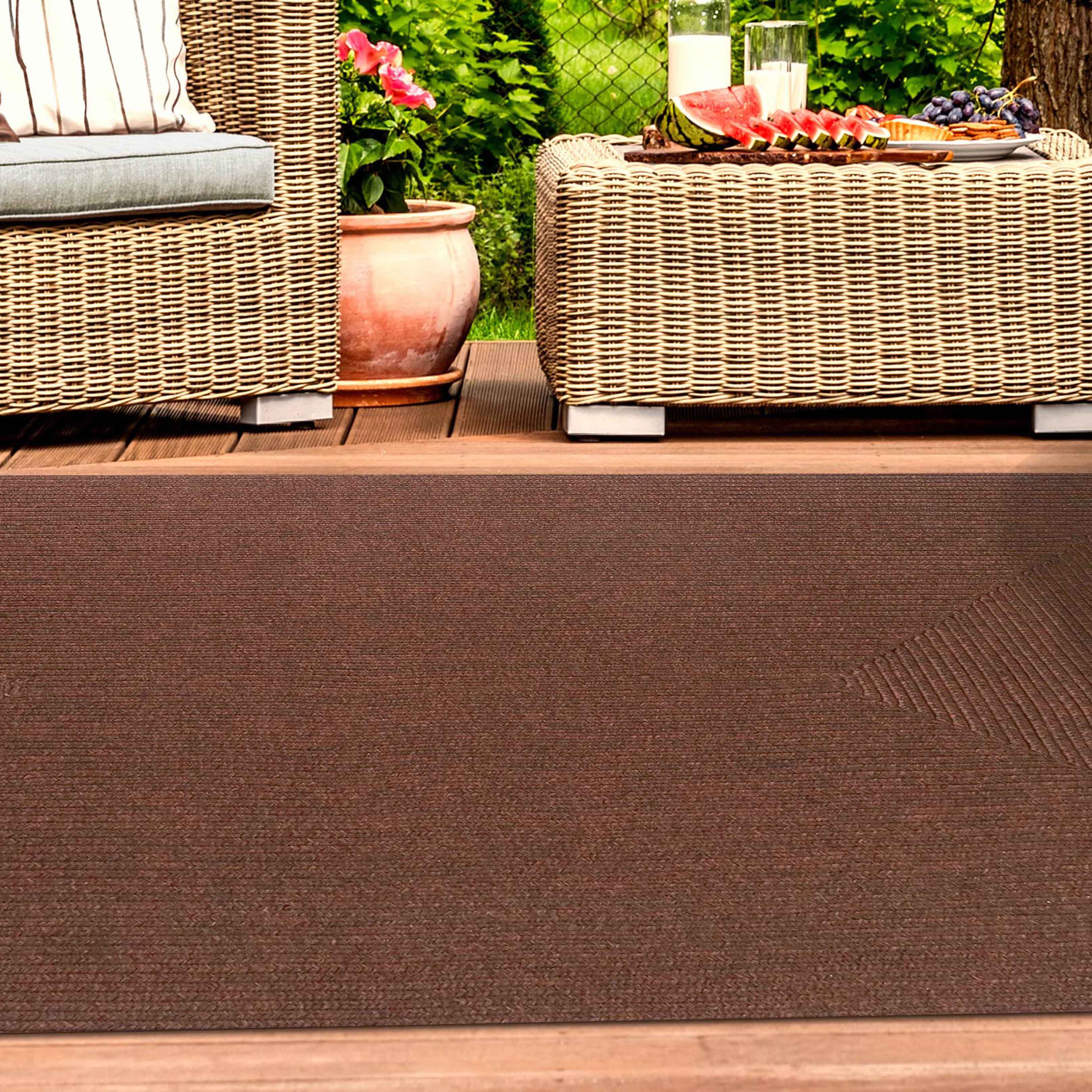 Bohemian Rectangle Braided Area Rug - Non-Slip Indoor Outdoor Rug for Living Room, Bedroom, Patio - Soft Woven Jute Natural Fiber Floor Mat for Home Decor
