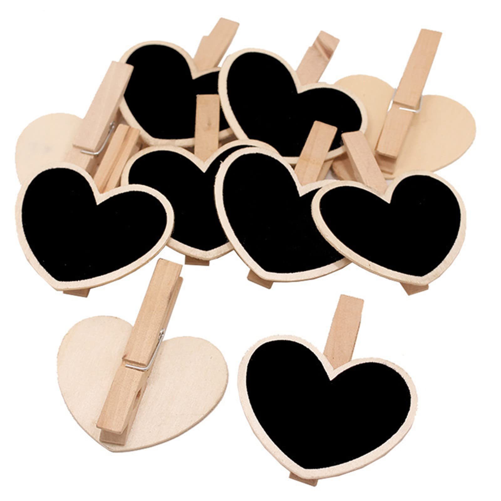 20 PCS Wooden Mini Chalkboard Clips - Erasable Message Board Clips for Memo, Note Taking, Food Labels & Party Decor (Heart Shape) - Perfect for Home, Office, Classroom & DIY Crafts