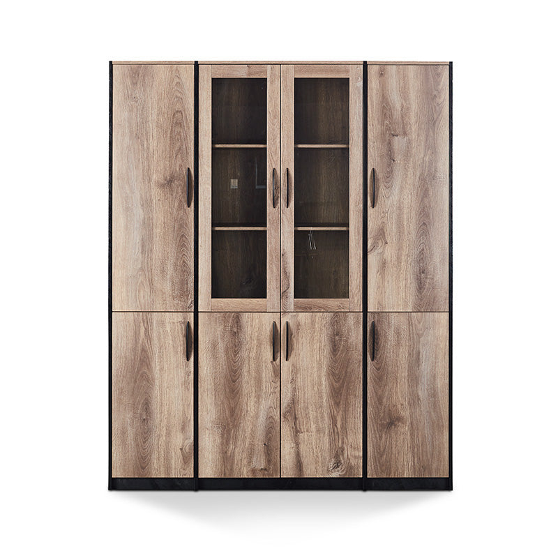 REGGIE 160cm Display Unit - Warm Oak & Black Finish for Living Room, Bedroom, or Office Storage