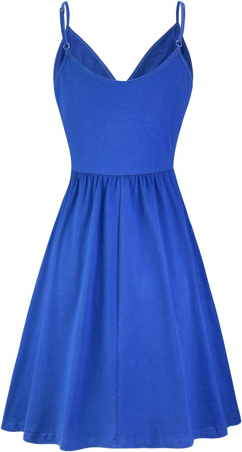 Elegant V-Neck Spaghetti Strap Casual Dress with Pockets - Perfect for Summer Outings, Beach Vacations & Date Nights