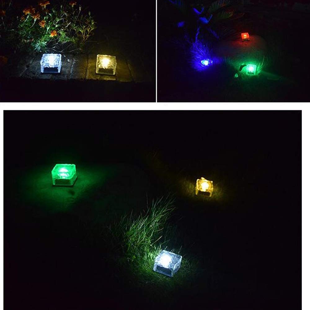 2 Pack Solar Brick Lights - Waterproof LED Garden Lights for Outdoor Pathway, Yard, Patio, and Landscape Decoration - Solar Powered Ice Cube Design for Nighttime Illumination - Perfect for Walkways, Driveways, and Garden Borders
