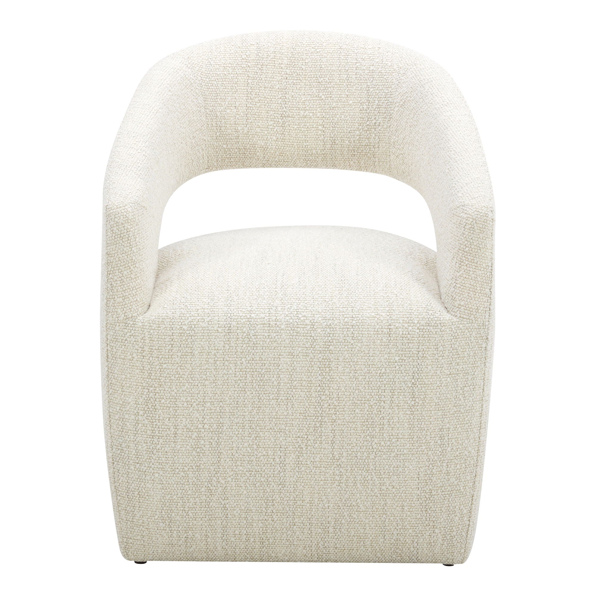 Barrow Performance Fabric Rolling Dining Chair - Beige Upholstered Office & Kitchen Chair for Comfortable Seating at Home or Restaurant