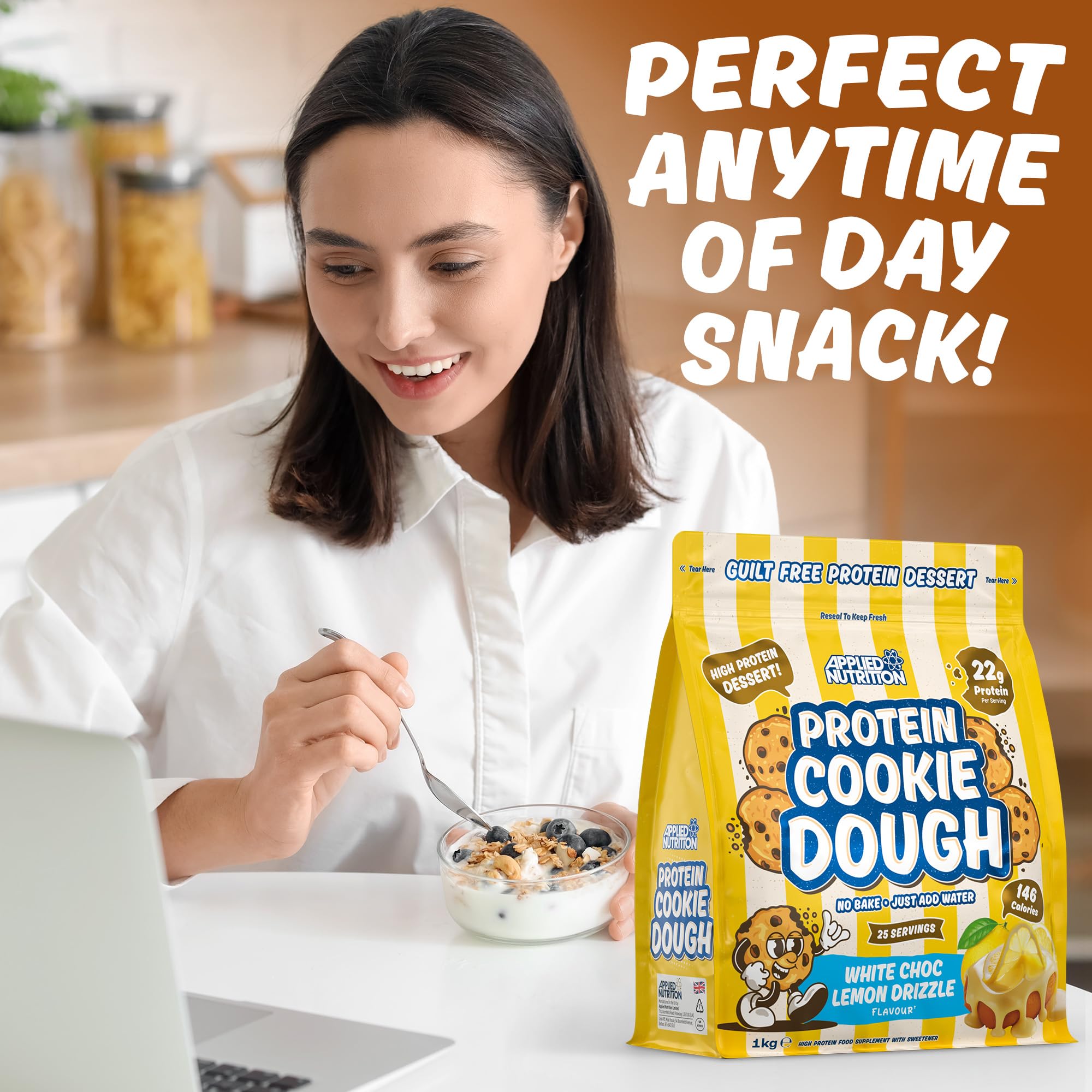 Applied Nutrition Protein Cookie Dough 1kg - High Protein Snack for Fitness & Weight Loss | Perfect for Post-Workout Recovery & Healthy Dessert