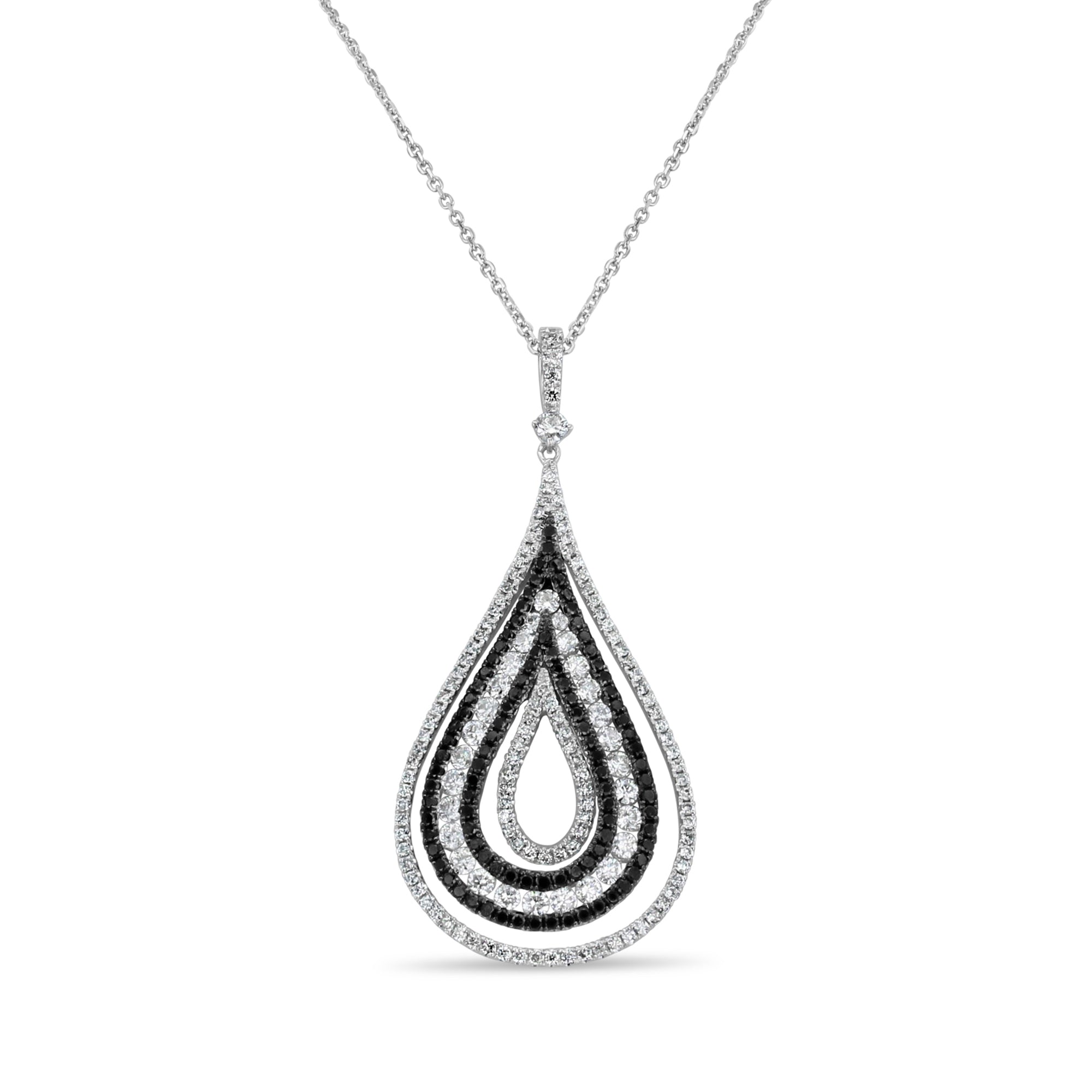 18K White Gold Black & White Diamond Necklace with Diamond Bail - Elegant Jewelry for Weddings, Parties & Special Occasions
