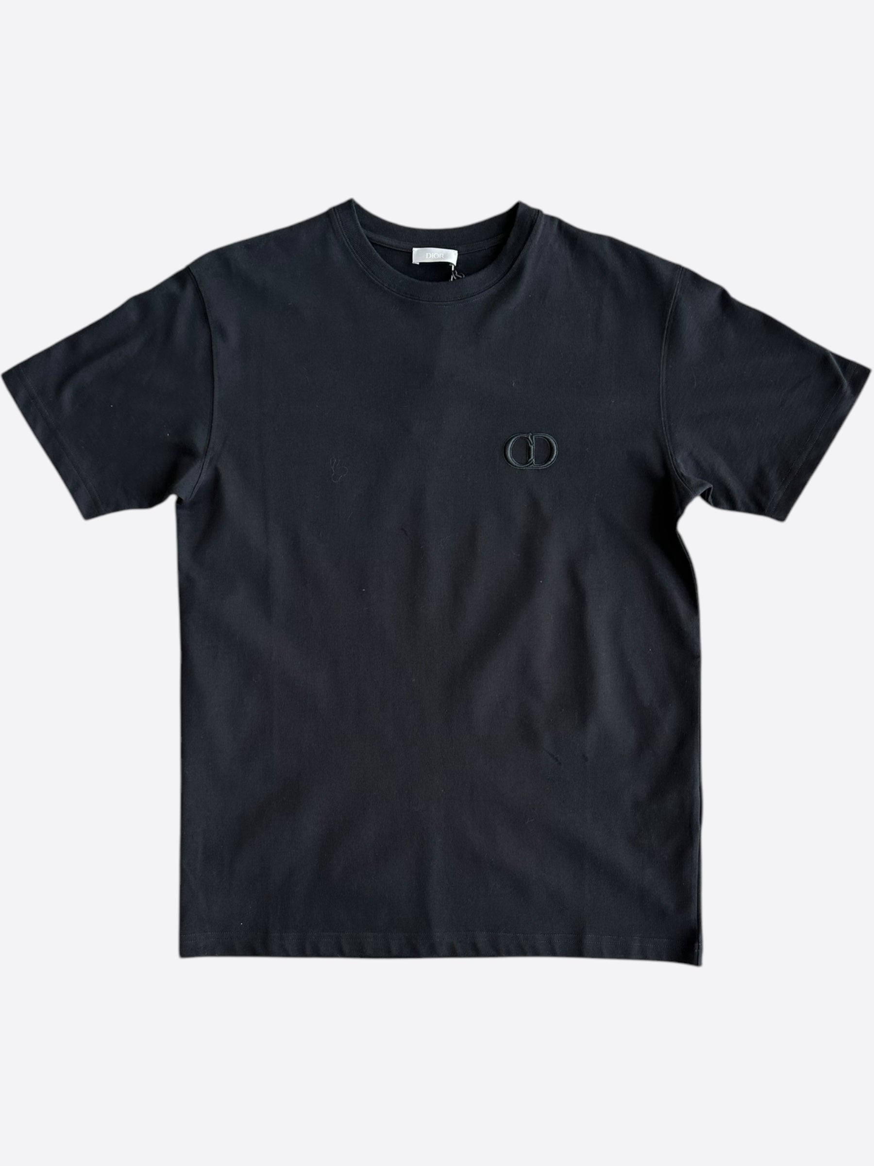 Dior Black CD Icon Embroidered T-Shirt for Men - Luxury Cotton Crewneck Tee for Casual Wear & Street Style Fashion