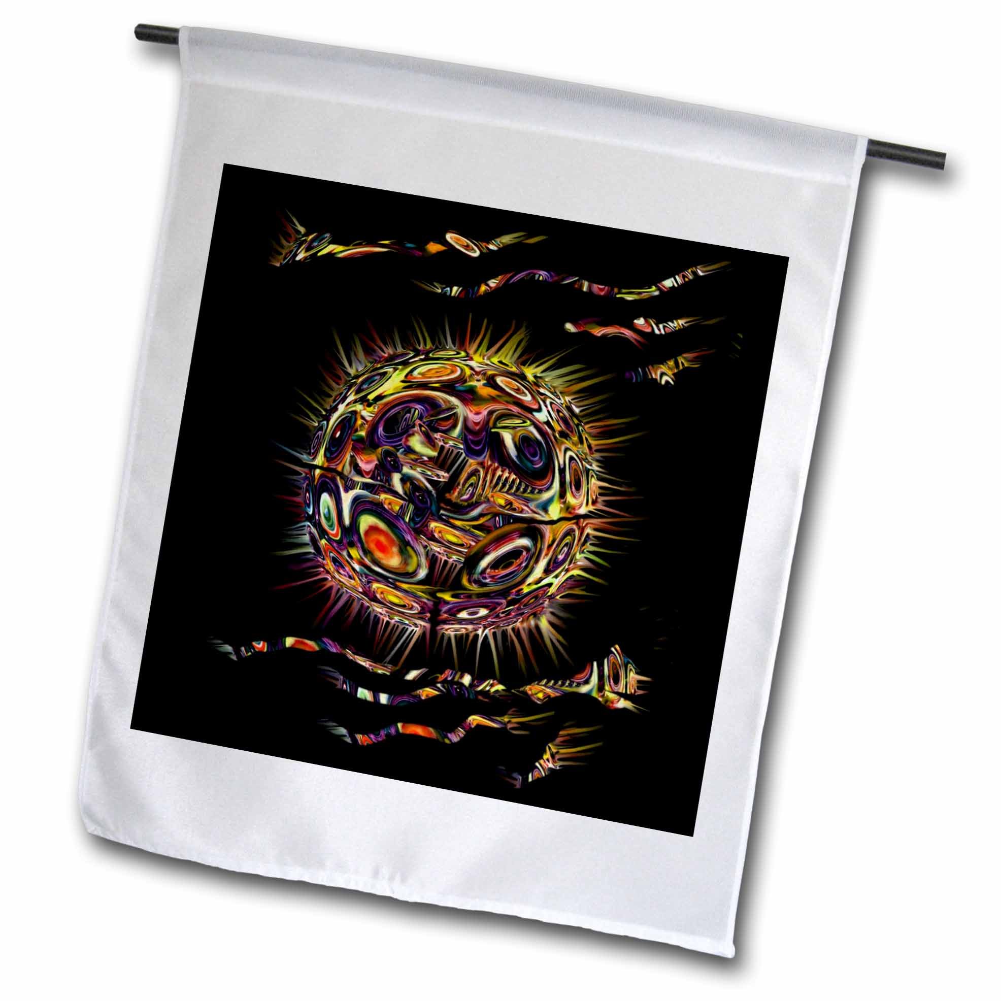 3dRose Surreal Planet Yellow Tones Garden Flag - 18