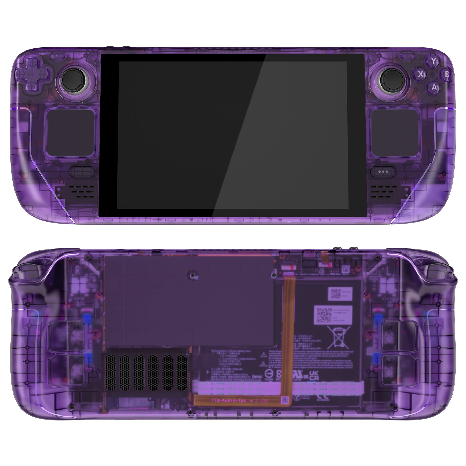 eXtremeRate Custom Full Set Shell with Buttons for Steam Deck LCD - Clear Atomic Purple Replacement Case | Gaming Accessories for Steam Deck LCD Model | Perfect for DIY Modding & Console Protection