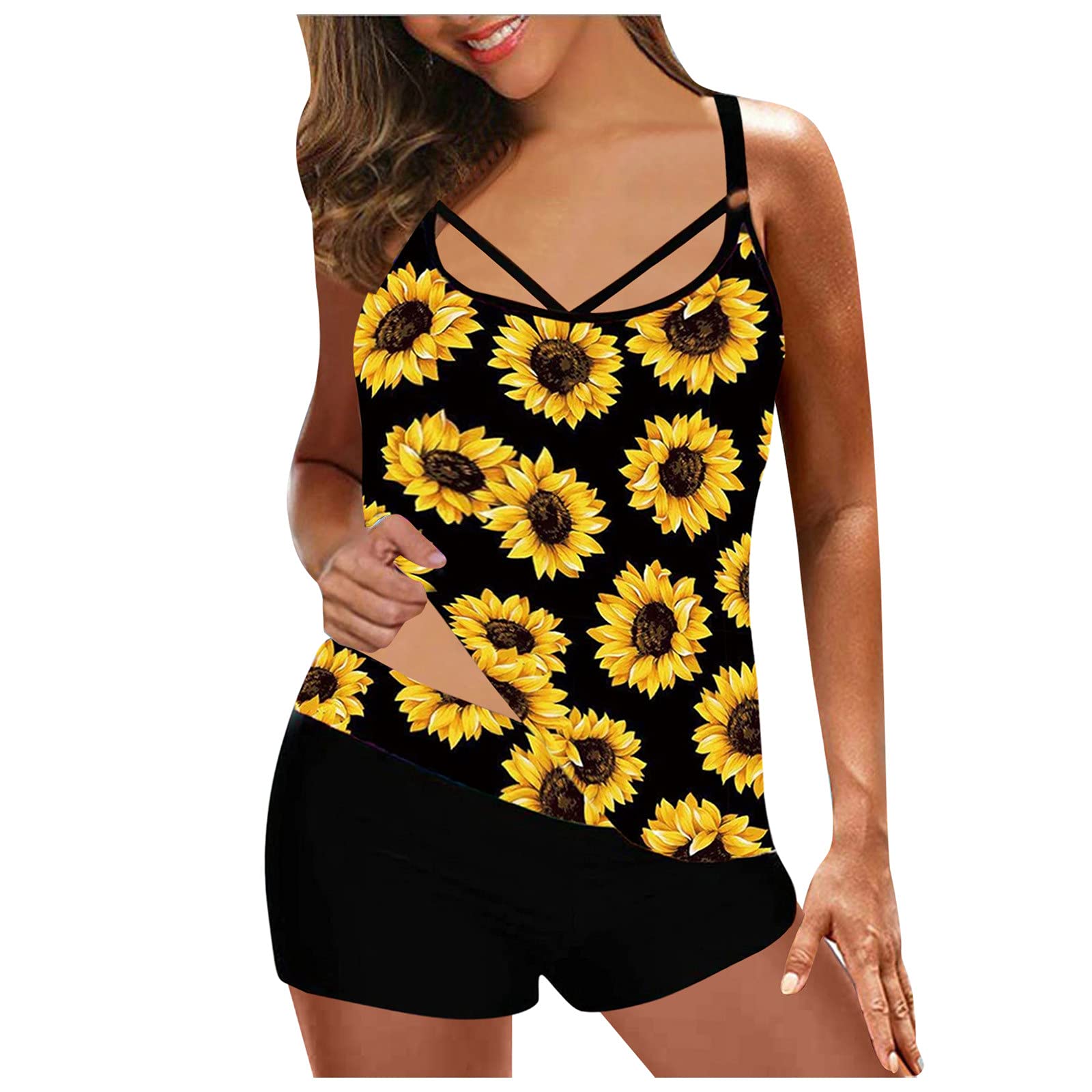 Smooto Women's Minimizer One Piece Swimsuit - Smocked Tummy Control Bathing Suit for Women Size M in Yellow | Perfect for Beach, Pool & Summer Vacations 2023
