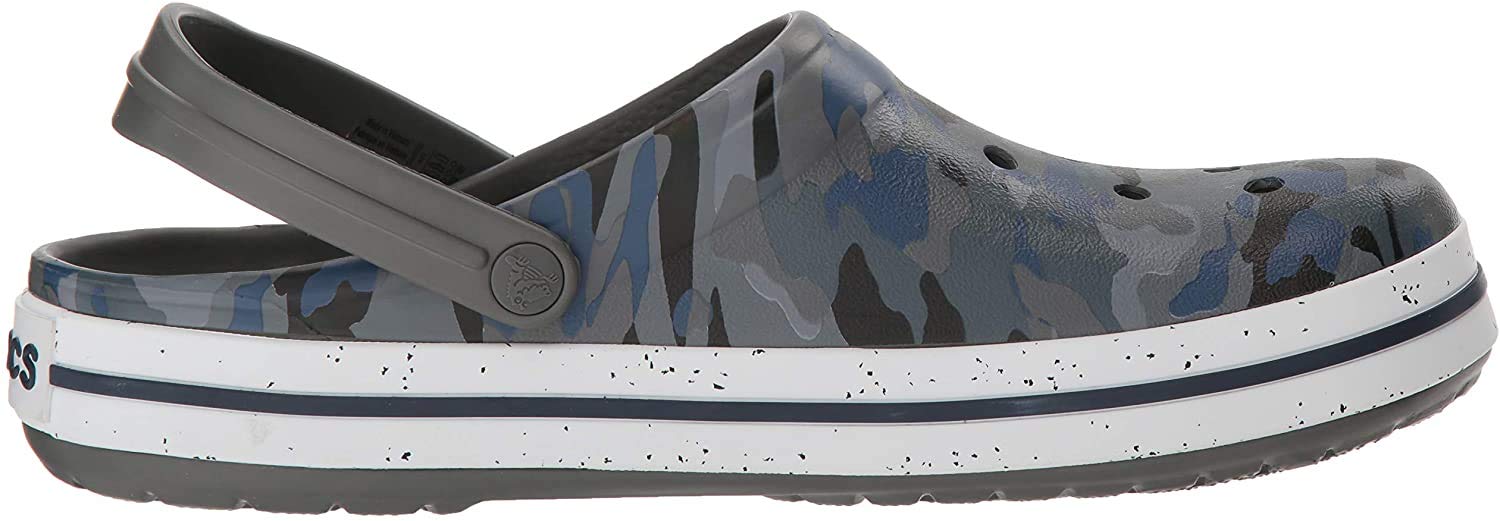 Crocs Crocband Camo Graphic III Clogs for Men & Women - Slate Grey | Comfortable & Lightweight Slip-On Shoes for Casual Wear, Outdoor Activities & Water Sports (US Men 5 / Women 7)
