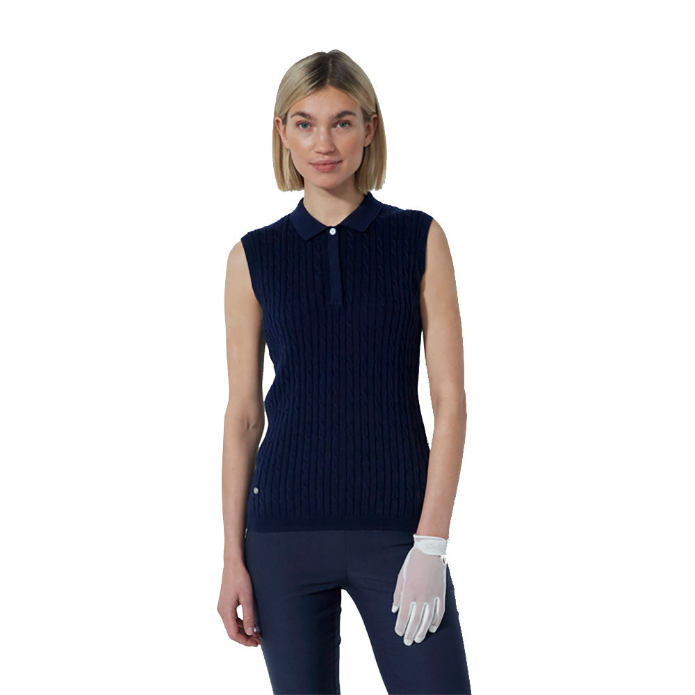 Women's Sleeveless Cable Knit Golf Polo Top - Breathable Athletic Shirt for Golf, Tennis & Summer Sports | Madelene Collection