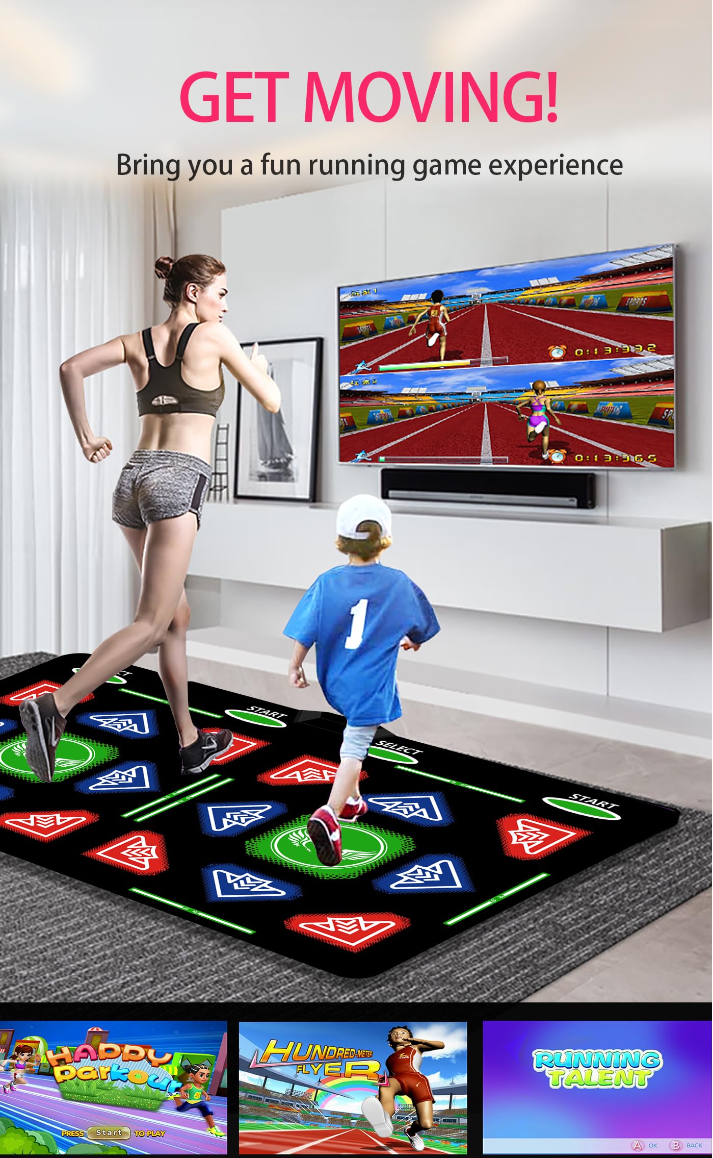 Kids & Adults Music Dance Mat with 64GB Memory Card - Fitness Dance Game Mat with MV/3D/Cartoon Modes, 1000 Games & 81 MV Videos for HDMI TV - Flannel Material for Seniors & Family Fun | Perfect for Home Workouts, Parties & Interactive Family Game Nights