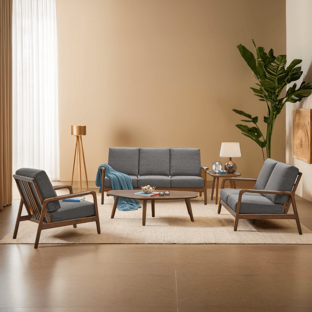 Jorah Solid Wood Sofa - Modern Comfortable Living Room Furniture for Home & Office - Perfect for Relaxing, Entertaining & Small Spaces
