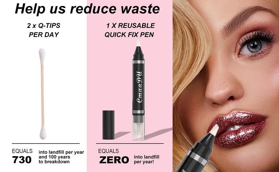 Eye Makeup Remover Pen - Quick & Wash-Free Corrector for Eyeliner, Lipstick & Smudges | 3-in-1 Replacement Heads | Travel-Friendly Makeup Eraser Stick | Perfect for Touch-Ups, On-the-Go Use & Professional Makeup Artists