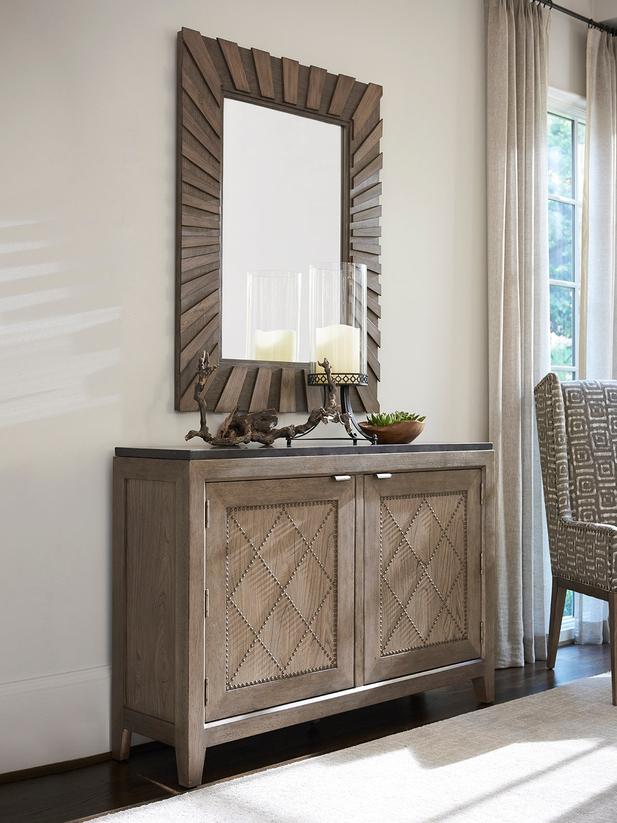 Ardley Sunburst Mirror in Hatteras Gray - Elegant Wall Decor for Living Room, Bedroom & Entryway