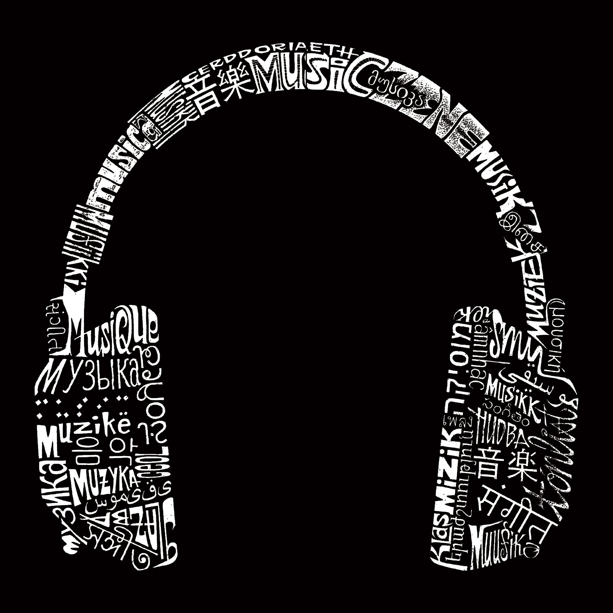 LA POP ART Word Art Apron with Headphones - Multilingual Kitchen Apron for Cooking, Baking & Music Lovers - Perfect for Home Chefs & Music Enthusiasts