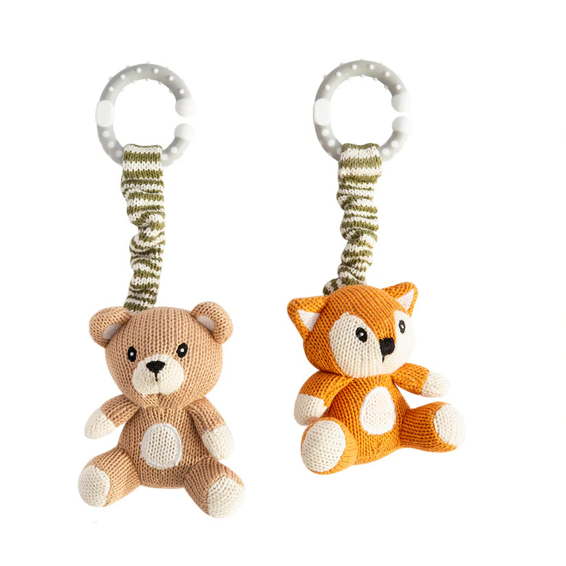 Adorable Bear & Fox Stroller Toys for Babies - Soft & Safe Pram Accessories for Newborns & Toddlers - Perfect for Strollers, Car Seats & Playtime Fun