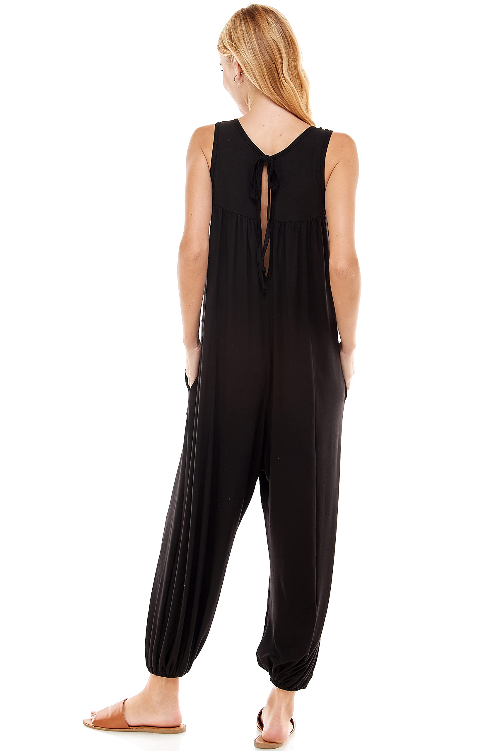 Women's Loose Fit Jumpsuit - Casual Sleeveless Romper with Pockets | Comfortable Capri Jumpsuit for Maternity & Everyday Wear | Perfect for Summer Outings, Beach Vacations and Relaxing at Home