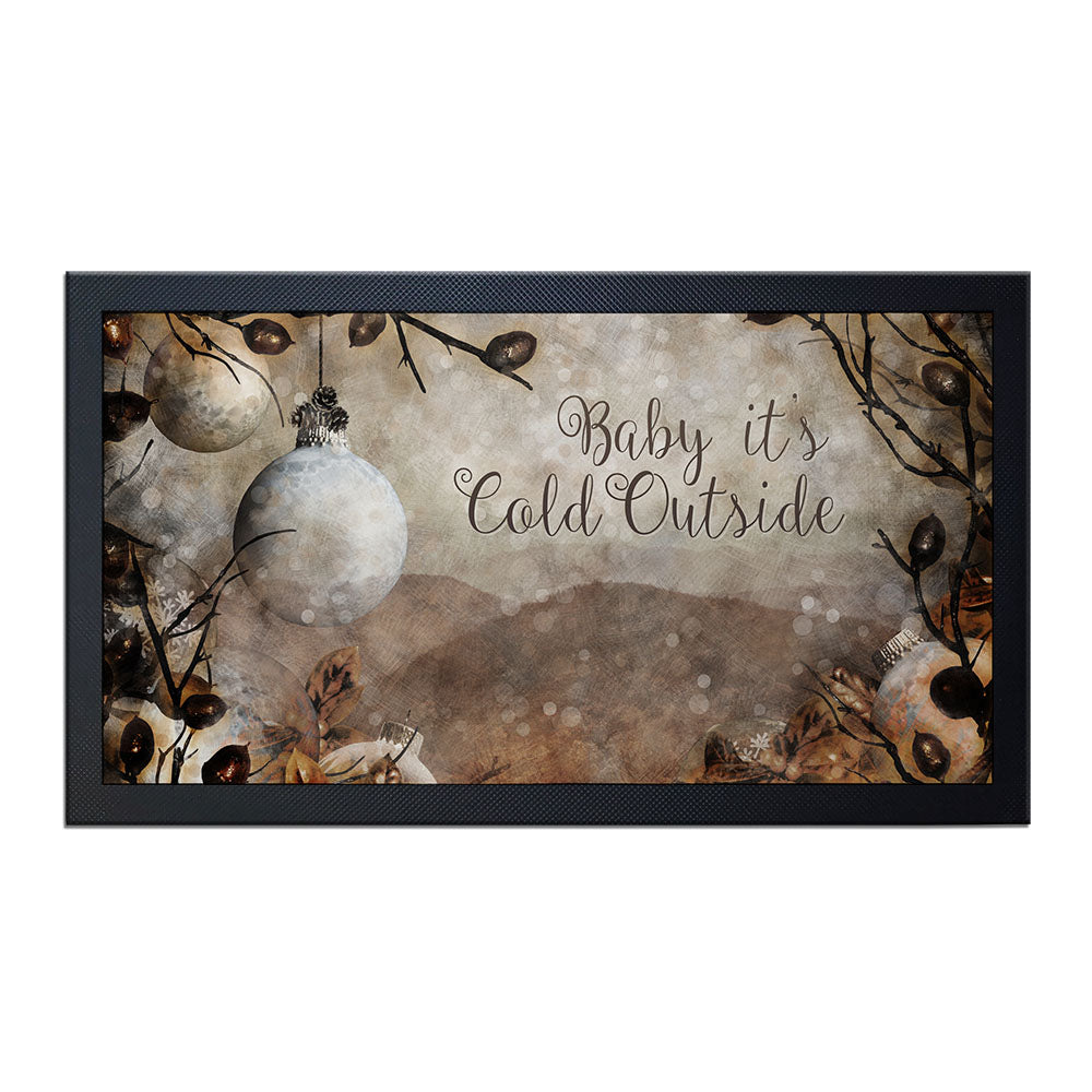 Bar Service Mat - Non-Slip Drink Coaster for Countertops (17.25 x 10 Inches) | Perfect for Holiday Parties, Home Bars & Coffee Shops | 'Baby It's Cold Outside' Themed Design
