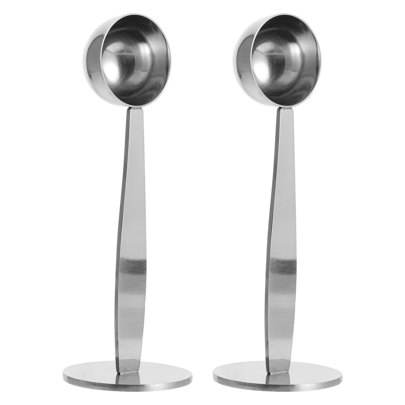 FRCOLOR 2 Pack Stainless Steel Coffee Scoop & Tamper - Barista Measuring Spoon for Espresso, Coffee Beans & Tea - Perfect for Home Brewing, Cafes & Coffee Shops (Silver)