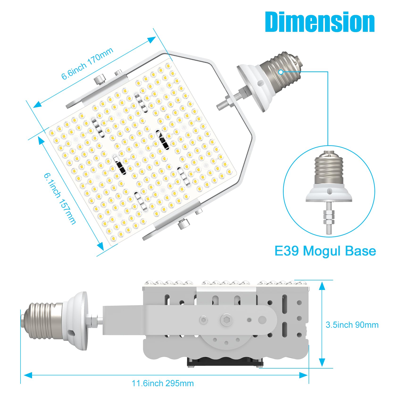BBESTLED 150W LED Shoebox Retrofit Kit - 5000K Daylight White - 21000LM High Brightness - E39 Base - 100-277V Wide Voltage - DLC & ETL Certified - Ideal for Outdoor Street Lighting, Parking Lots, and Commercial Areas - Energy Efficient LED Pole Light Replacement