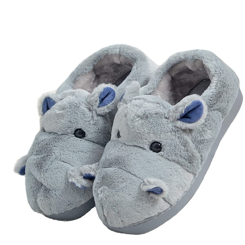 Fluffy Hippo Slippers for Women & Men - Cozy Non-Slip Indoor House Shoes for Bedroom, Lounge & Home Wear | Perfect Gift for Family & Friends