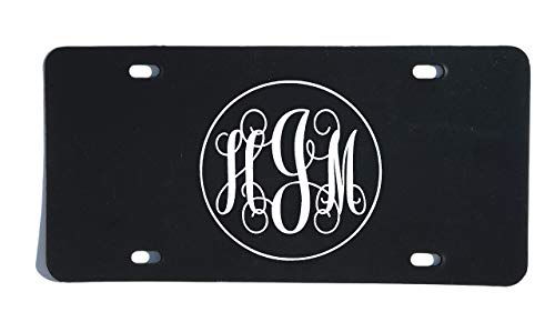 Custom Personalized Monogram Vanity Plate - Initial Front License Auto Tag - Car Accessories - Circle Script Design - Perfect for Gifts & Vehicle Customization