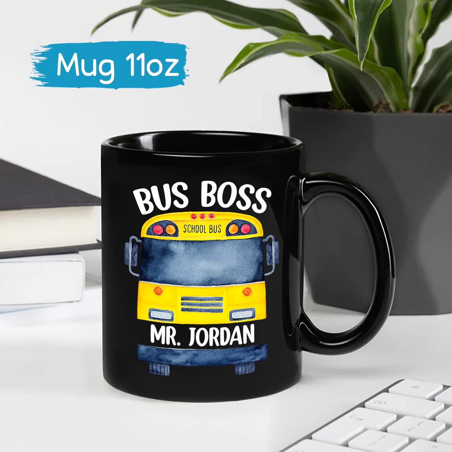 Personalized School Bus Driver Coffee Mug - Funny Custom Bus Boss Mug Gift for Men & Women - 11oz & 15oz Ceramic Cup - Perfect for Teachers, Transportation Workers & Coffee Lovers at School or Work