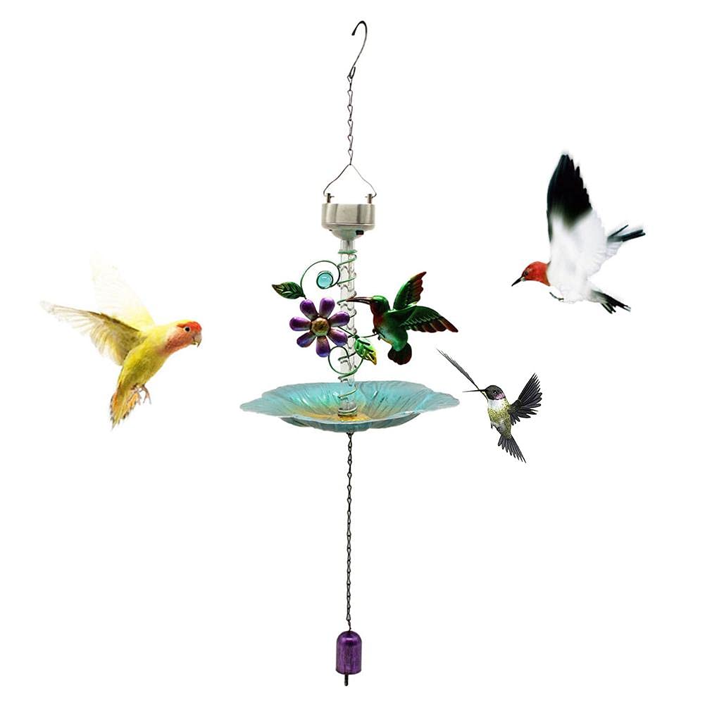YXQJJ Solar Hanging Bird Feeder - Handmade Outdoor Garden Decor with Water Lamp | Eco-Friendly Bird Feeder for Backyard, Patio & Wildlife Attraction | Perfect for Garden Decoration & Bird Watching