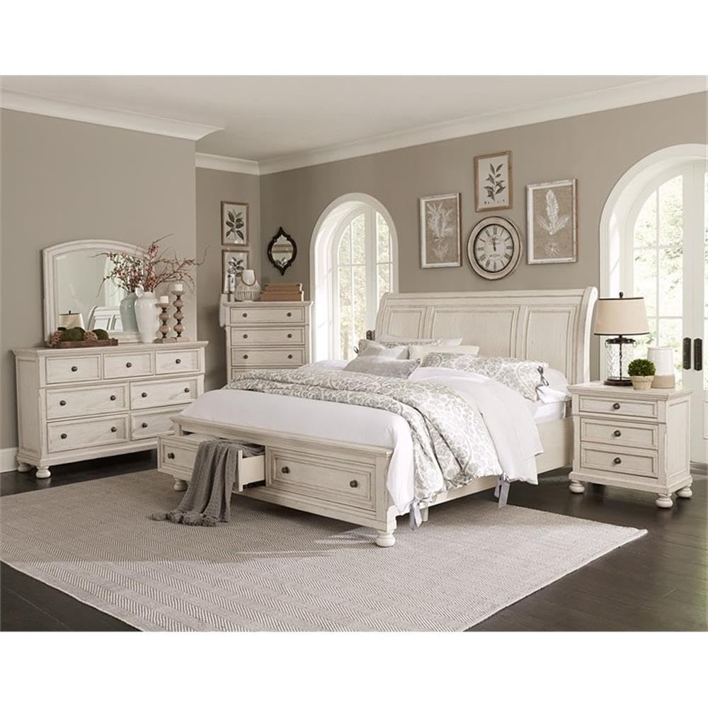 Homelegance 2-Drawer Nightstand with Solid Wood Construction - Antique White Finish for Bedroom Furniture - Perfect for Bedside Storage & Home Decor