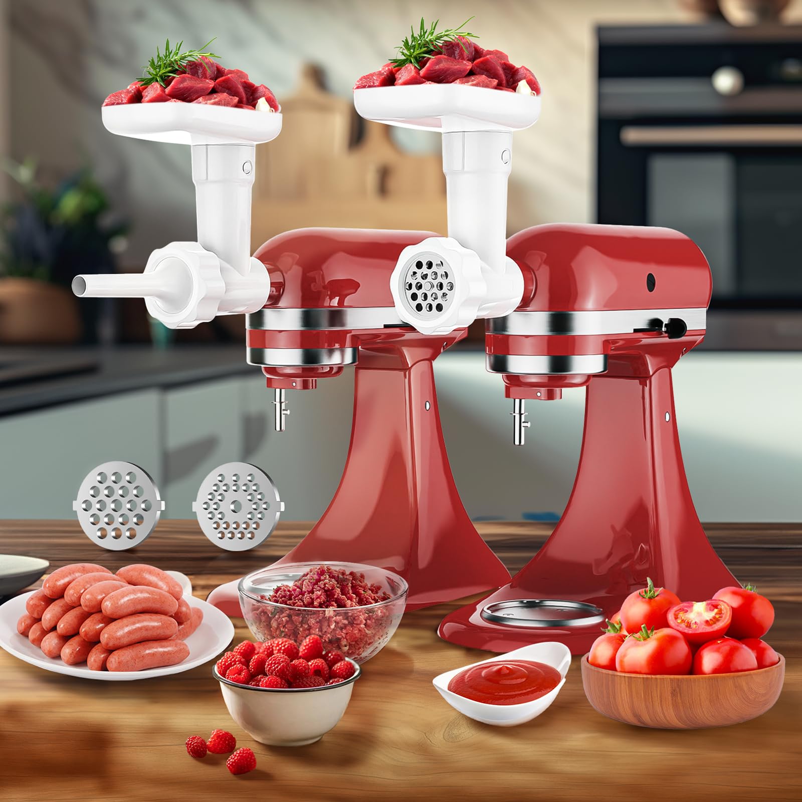 HOZODO KitchenAid Stand Mixer Fruit & Vegetable Strainer Attachment with Food Grinder, Sausage Stuffer Tubes & Juicer Auger - Perfect for Homemade Jams, Baby Food & Fresh Juices