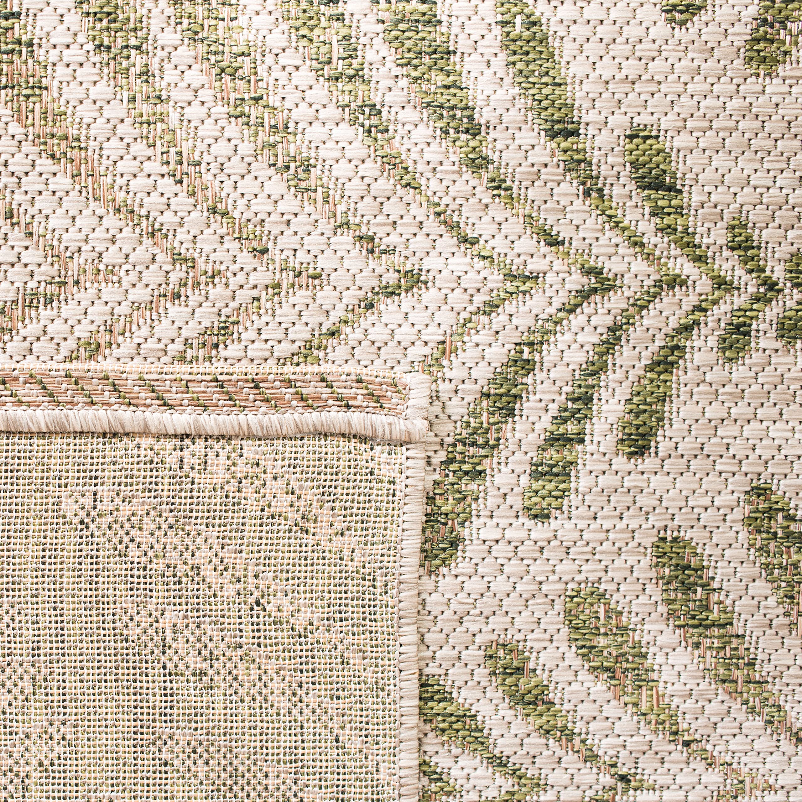 SAFAVIEH Courtyard Collection 8' x 11' Beige & Green Indoor Outdoor Rug - Waterproof, Easy to Clean, Non-Slip Backing - Perfect for Patio, Backyard, Mudroom, Deck & High-Traffic Areas