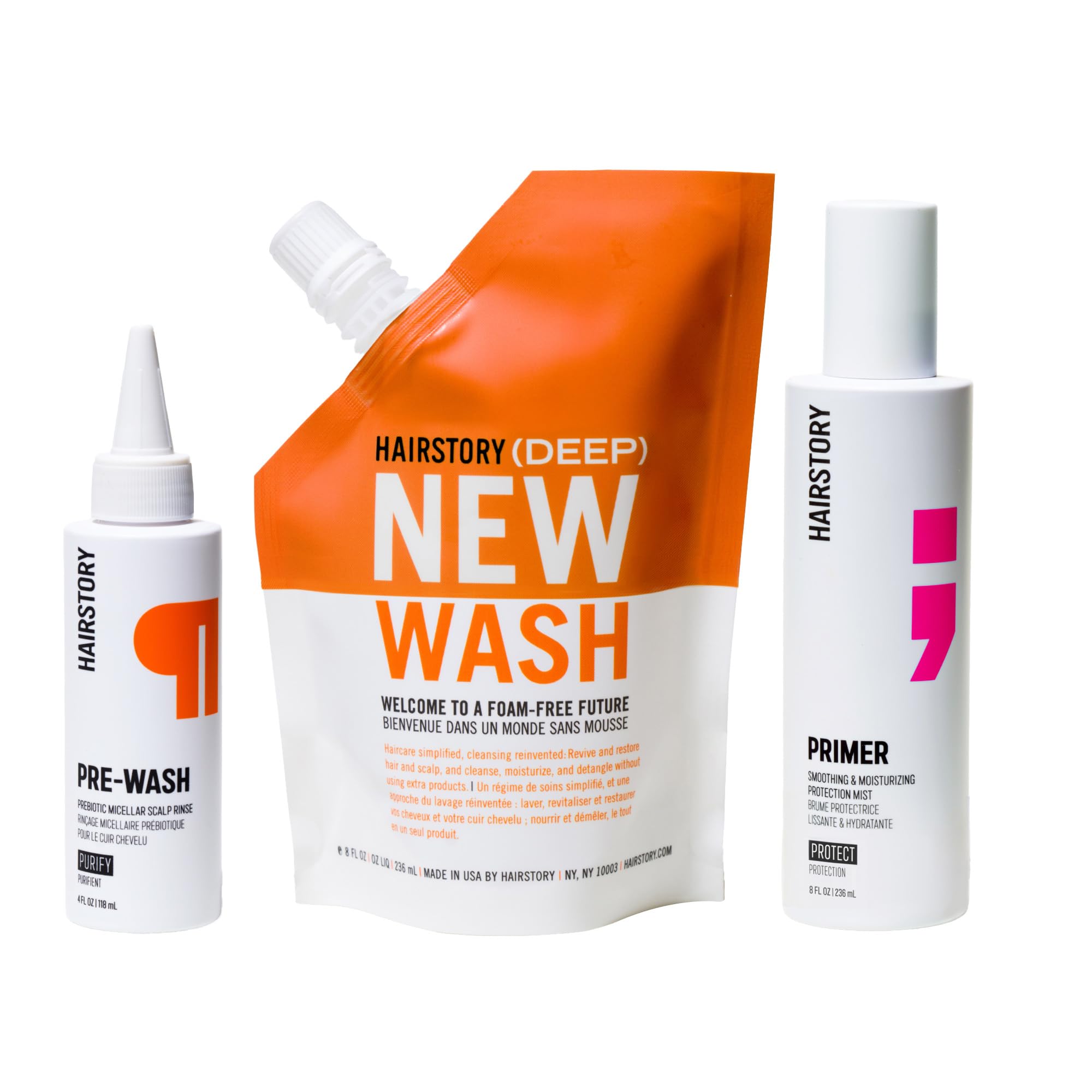 Hairstory Clarifying New Wash Deep Cleansing Bundle with Pre-Wash & Primer - Oil Control & Volumizing Hair Care for Oily & Fine Hair - Perfect for Daily Hair Routine & Scalp Refresh