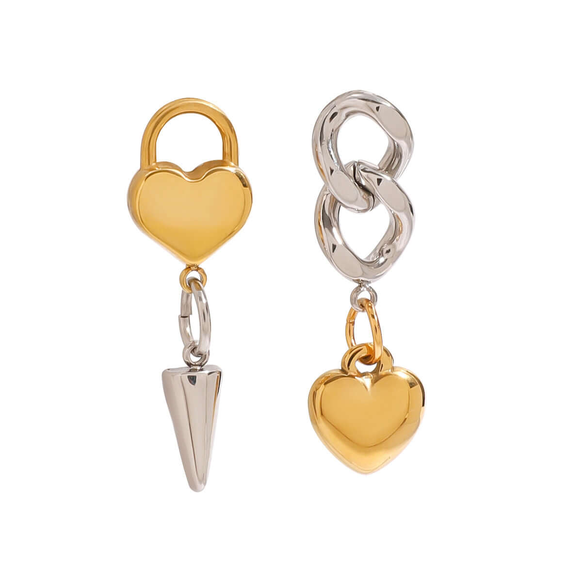 Asymmetric Heart Cone Chain Drop Earrings for Women - Trendy Boho Dangle Earrings | Perfect for Valentine's Day, Date Night & Party Jewelry Gift (JDE013)