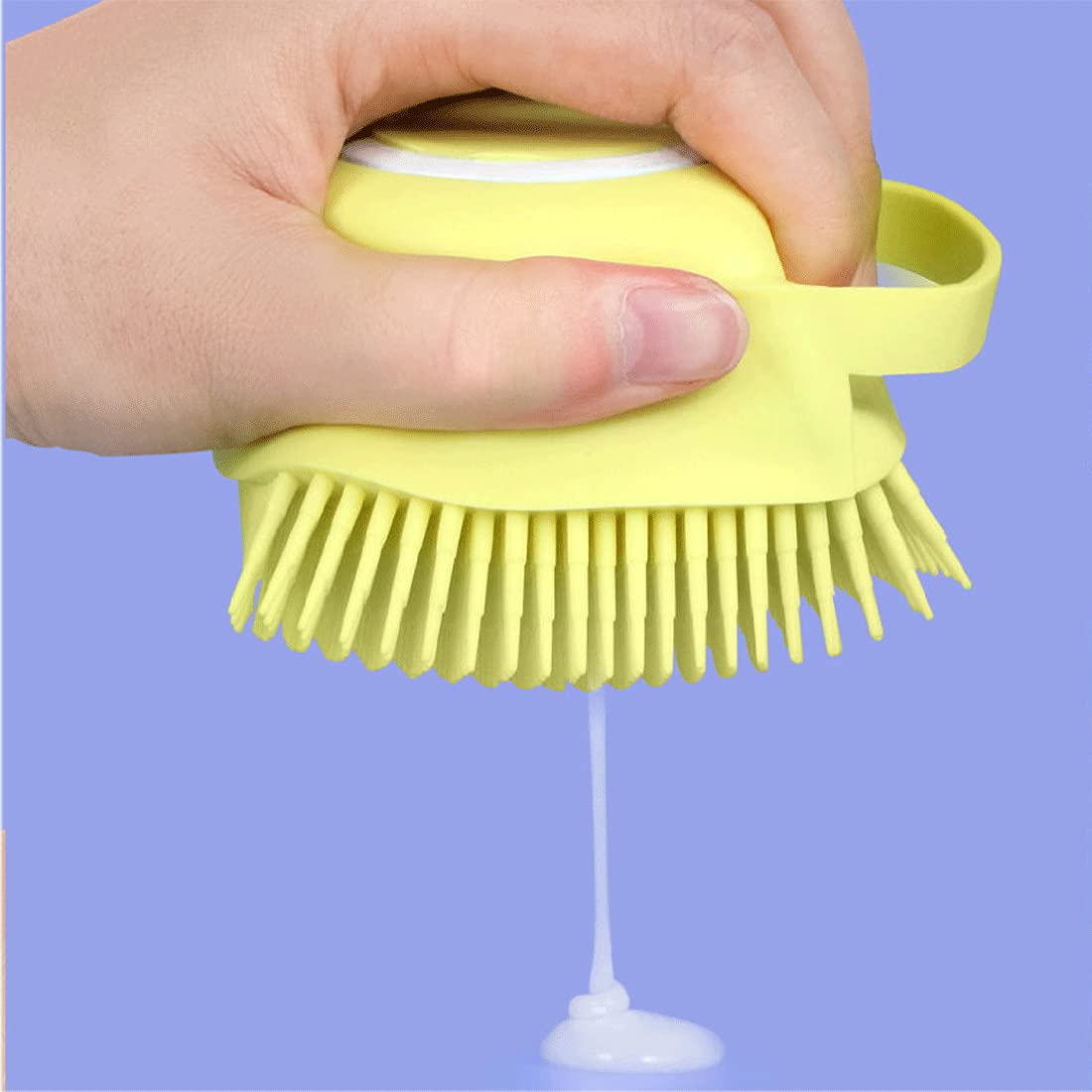 Reusable Silicone Body Brush with Shower Gel Dispenser - Soft Exfoliating Bath Massage Brush for Men, Women & Kids - Pet-Friendly Shower Loofah (Yellow) | Perfect for Spa Days, Gentle Skin Exfoliation & Relaxing Bath Time