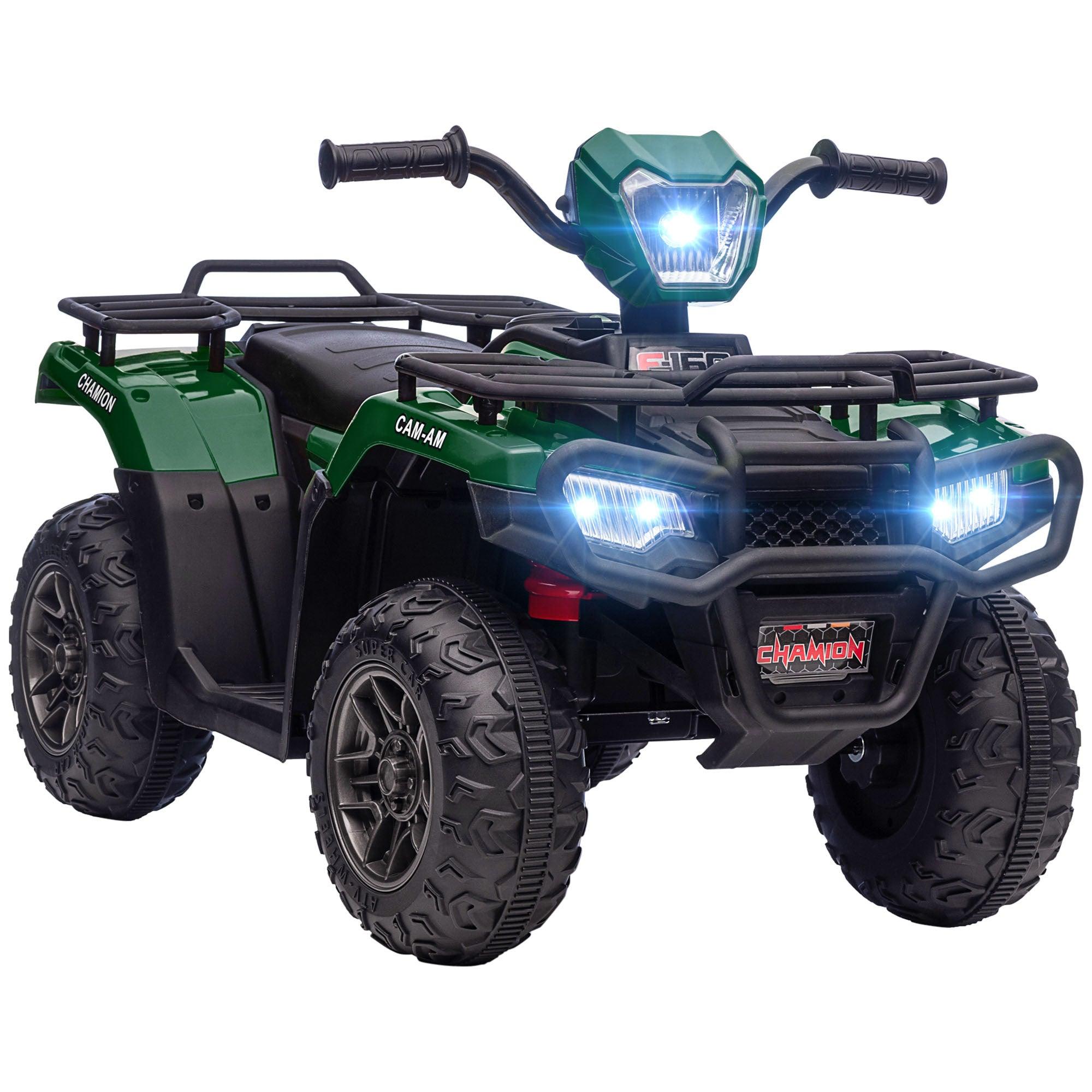 12V Kids Electric ATV Battery-Powered Ride-On Car with AUX Port & USB, Durable Wear-Resistant Tread - Green 4 Wheeler for Boys & Girls | Perfect for Backyard Play, Outdoor Adventures & Birthday Gifts