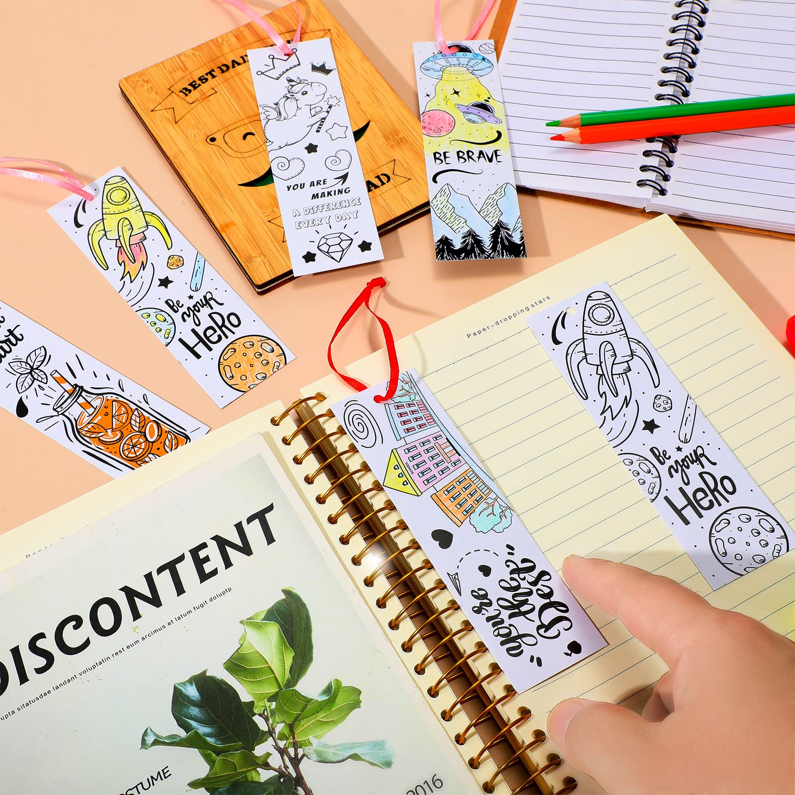 108 Pcs DIY Motivational Coloring Bookmarks - Inspirational Blank Paper Bookmarks for Kids, Teachers & Students (Elegant Style) - Perfect for Classroom Rewards, Reading Incentives & Creative Art Projects