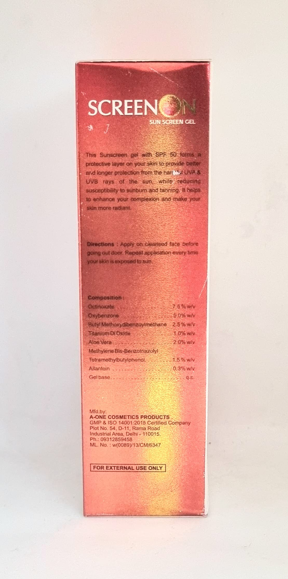 SCREENON SPF 50 Sunscreen Gel - Broad Spectrum UVA/UVB Protection, Water Resistant, Non-Greasy Formula for Face & Body | Perfect for Beach, Swimming & Outdoor Activities