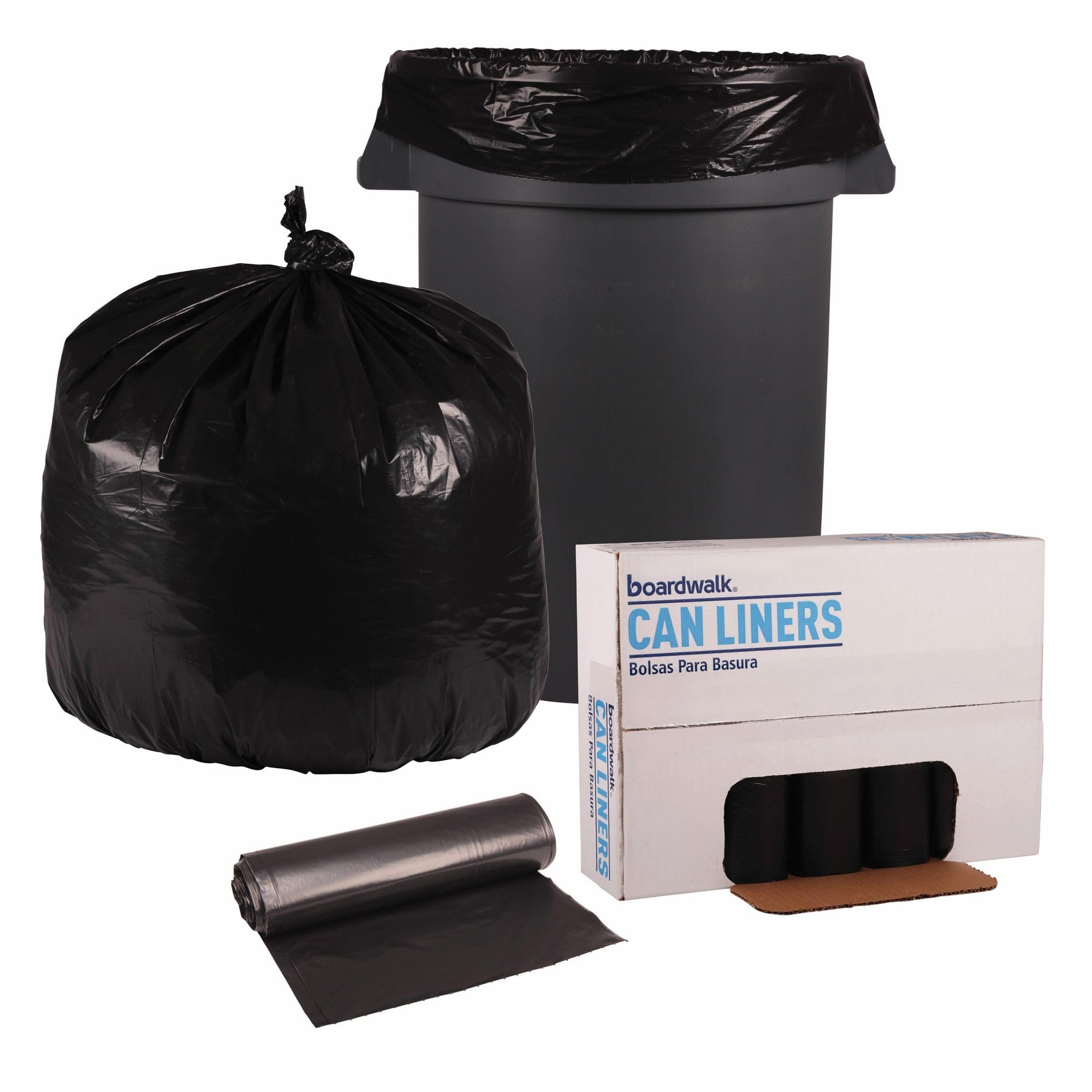 Eco-Friendly 33 Gallon Garbage Bags - Boardwalk Recycled LDPE Can Liners (1.6 mil, 33