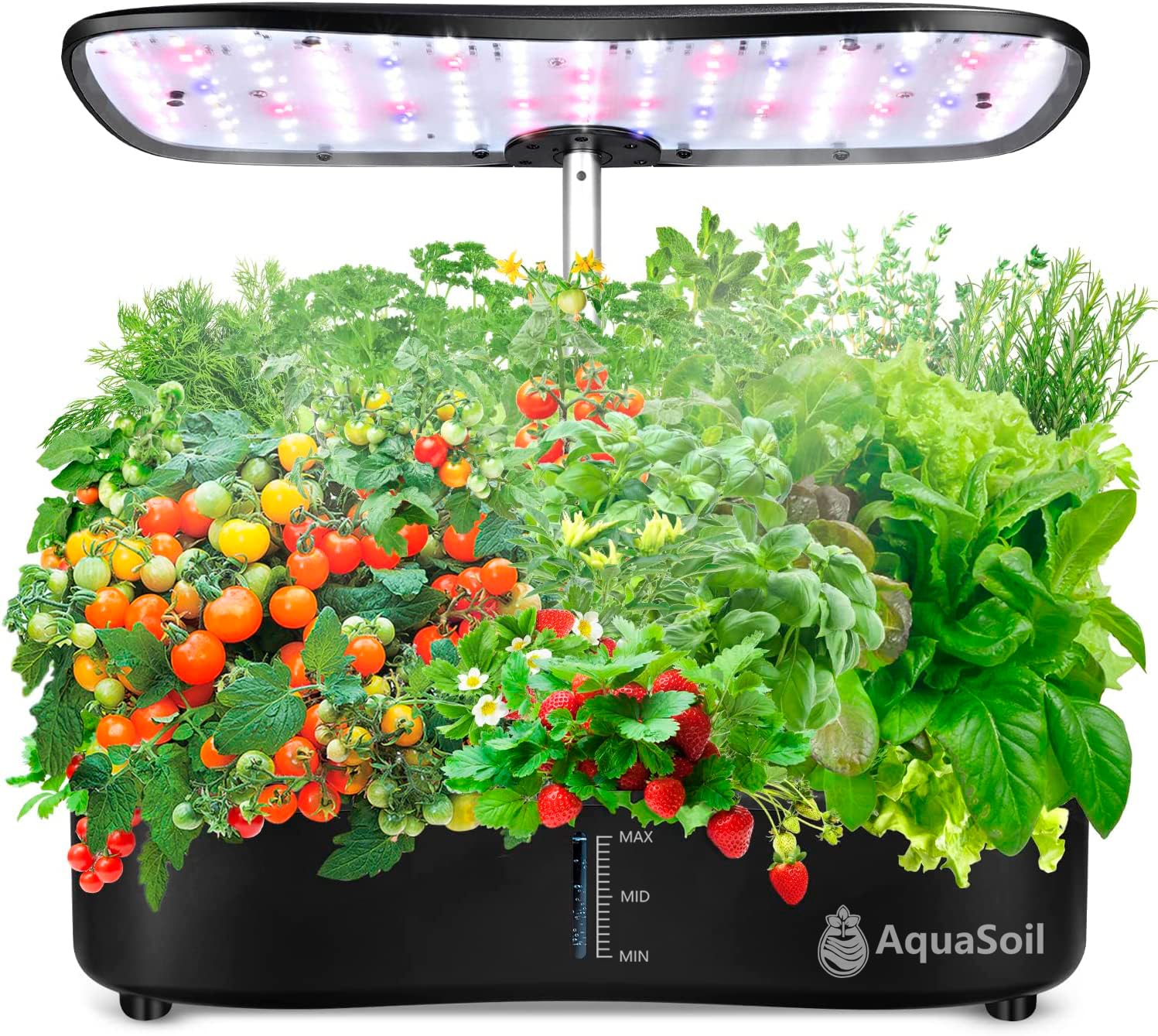 12-Pod Hydroponic Growing System Indoor Herb Garden Kit with LED Grow Lights, Water Pump & Auto Timer - Adjustable Height up to 20