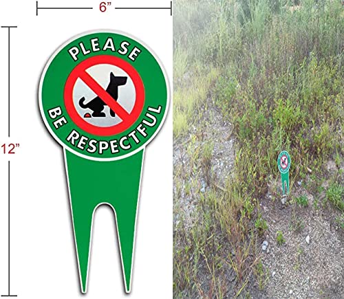 No Poop Dog Sign - 6x12 Inch Aluminum Lawn Decoration | Stop Dogs from Pooping on Your Yard | 'Please Be Respectful' Polite Warning Sign | Durable Outdoor Property Protection | Perfect for Front Yards, Gardens & Neighborhoods