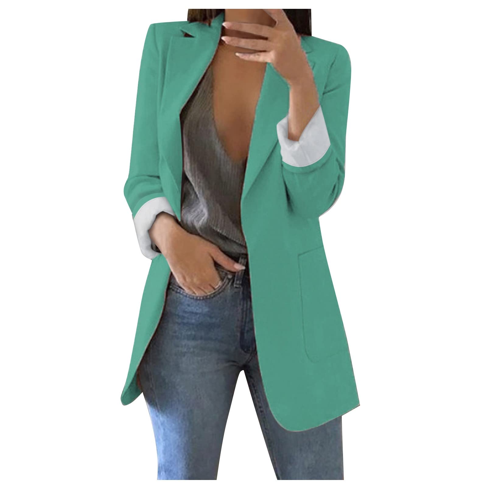 Elegant Plus Size Women's Blazer - Office & Casual Long Sleeve Jacket for Work