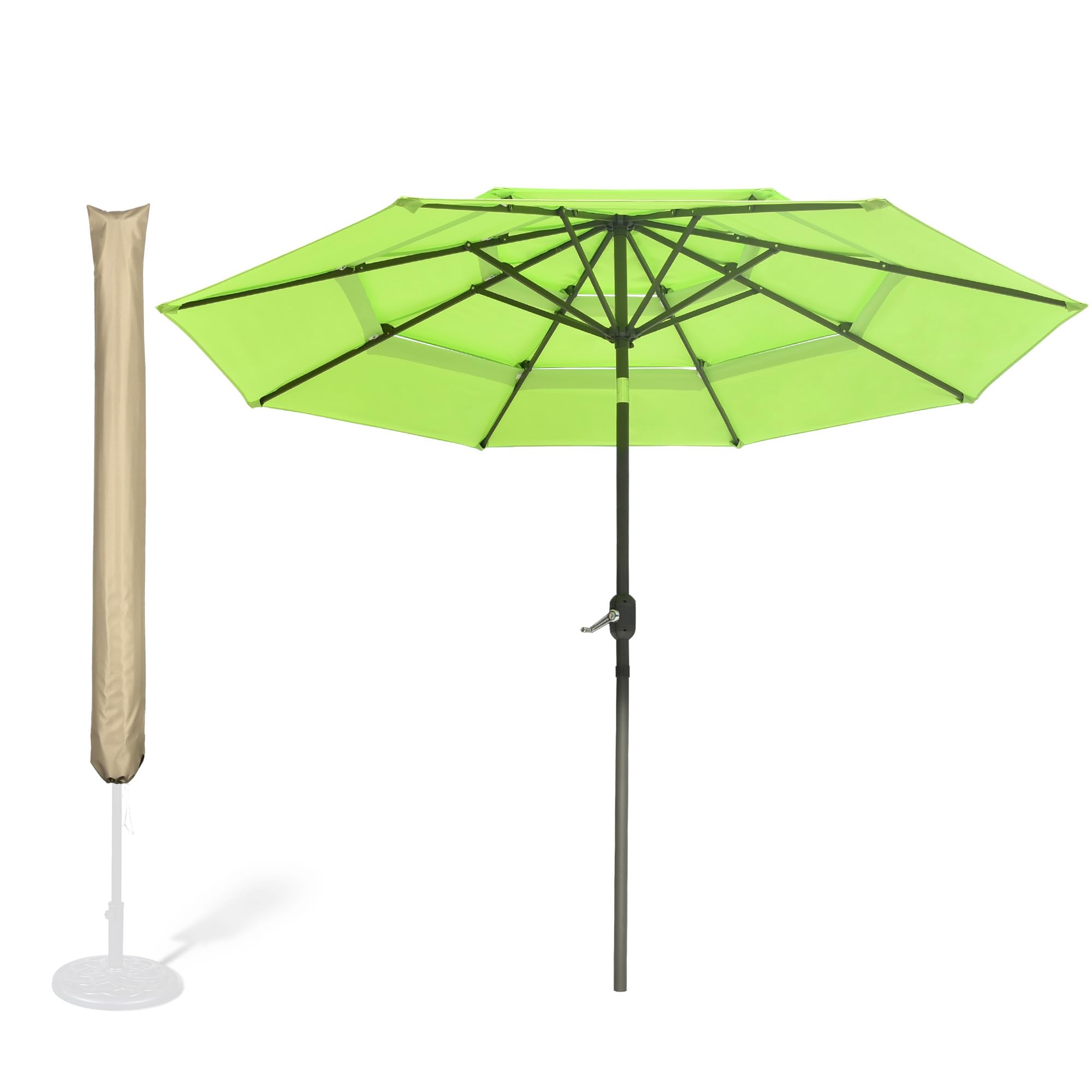 Yescom 11 Ft 3 Tier Outdoor Patio Umbrella with Crank Tilt Mechanism & Protective Cover - Perfect for Poolside, Backyard, Garden, and Beach Shade