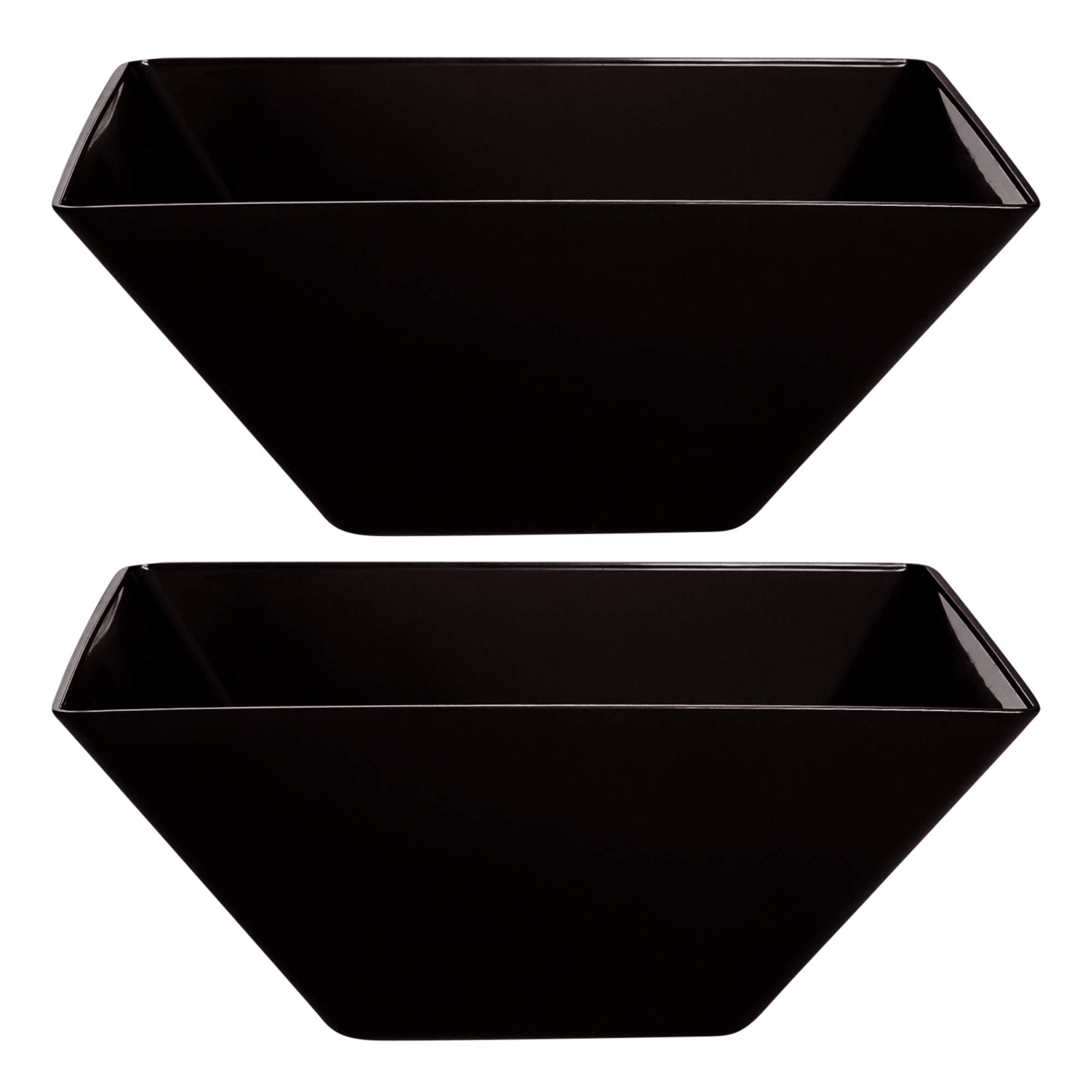 PLASTICPRO Heavy Duty Disposable Square Plastic Bowls - Elegant Black Serving Bowls for Party, Snacks, Salad & Desserts | Durable, BPA-Free | Perfect for Catering, BBQs, Picnics & Family Gatherings (Medium Size)