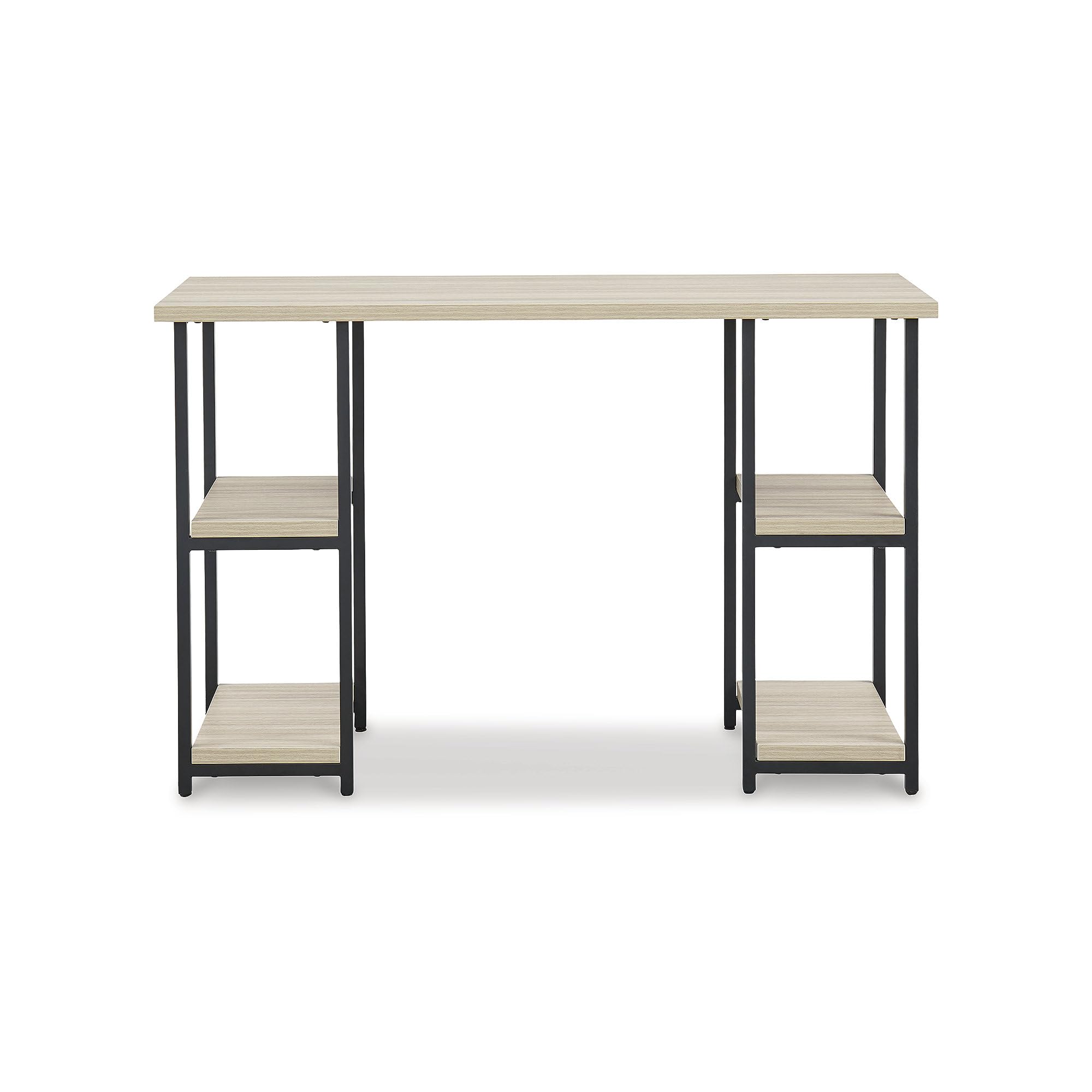 Signature Design by Ashley Waylowe Industrial Home Office Desk - Beige & Black Wooden Writing Table for Modern Workspace | Perfect for Small Office, Study Room & Home Office Setup