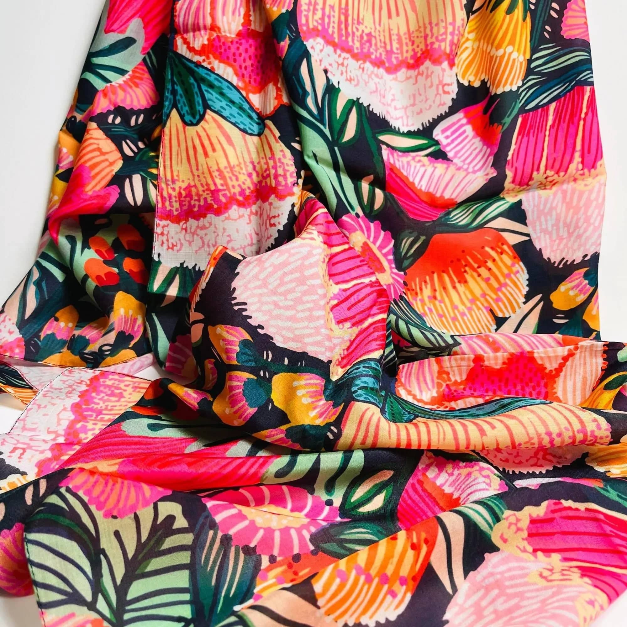 Flowers of Oz Silk Scarf - Elegant Floral Print Fashion Accessory for Women | Perfect for Parties, Weddings & Everyday Wear