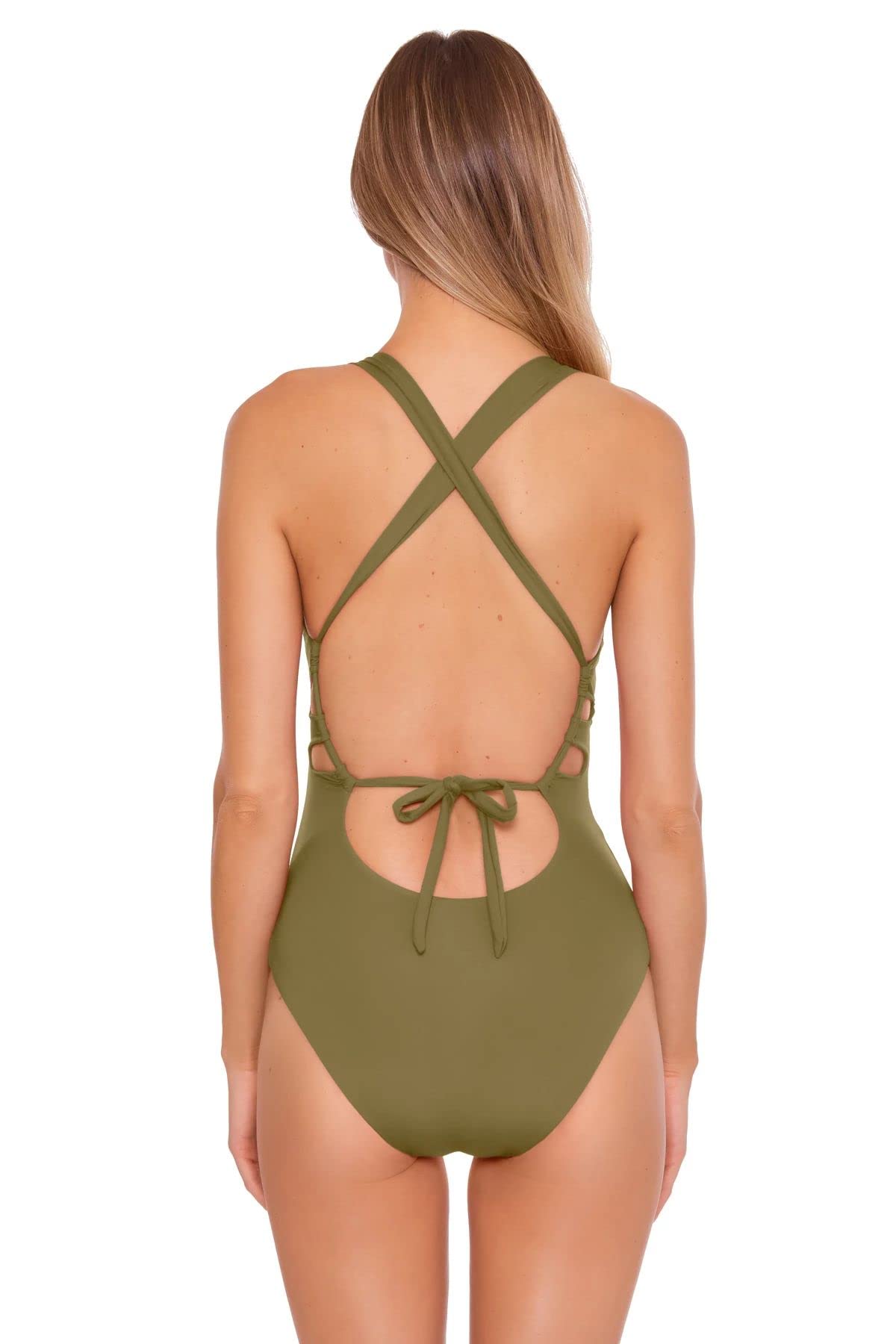BECCA by Rebecca Virtue Color Code Skylar Plunge One-Piece Swimsuit - Sexy High Cut Bathing Suit for Women, Perfect for Beach Vacations & Pool Parties