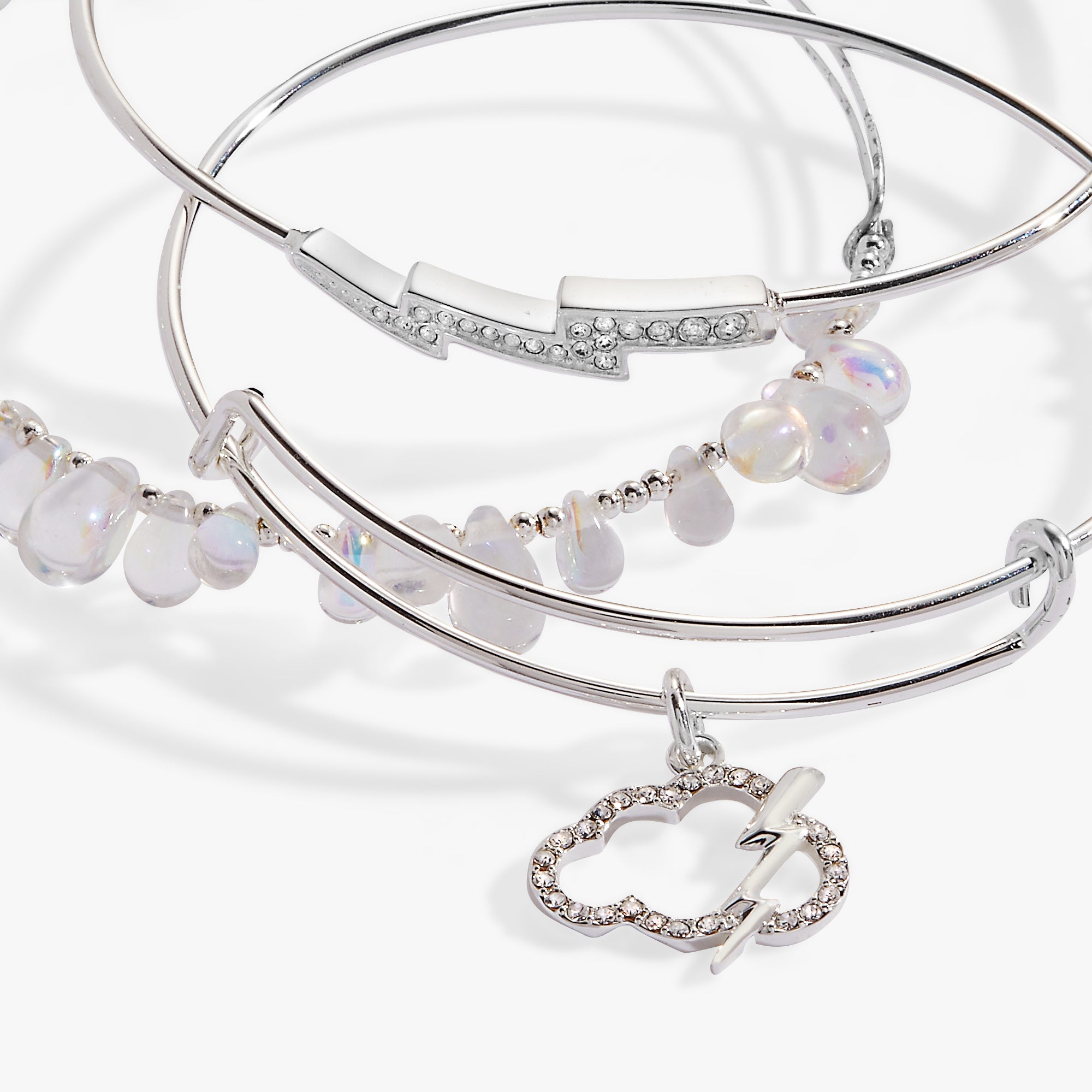 April Showers Bangle Set of 3 - Sterling Silver Stackable Bracelets for Women - Perfect for Everyday Wear, Gift Giving & Special Occasions